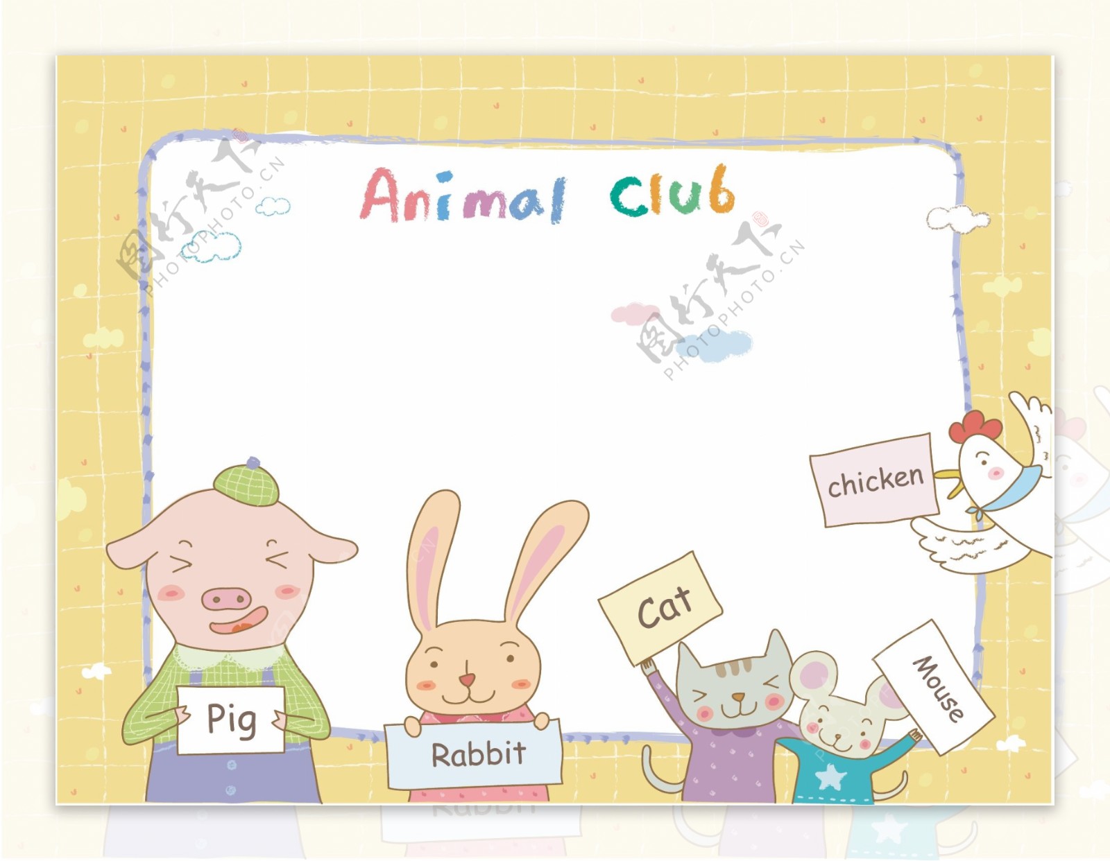 英语学习动物漫画矢量EPS12