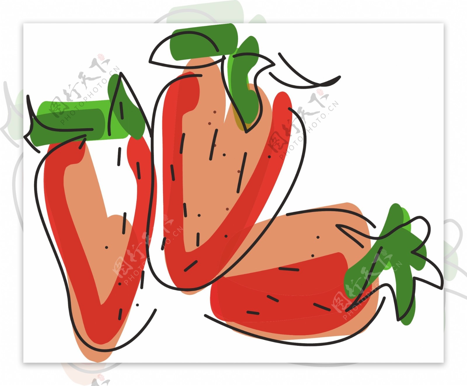 草莓卡通水果水彩手绘风格矢量素材