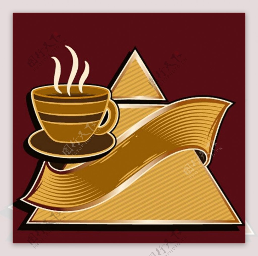 黄色咖啡三角形背景图
