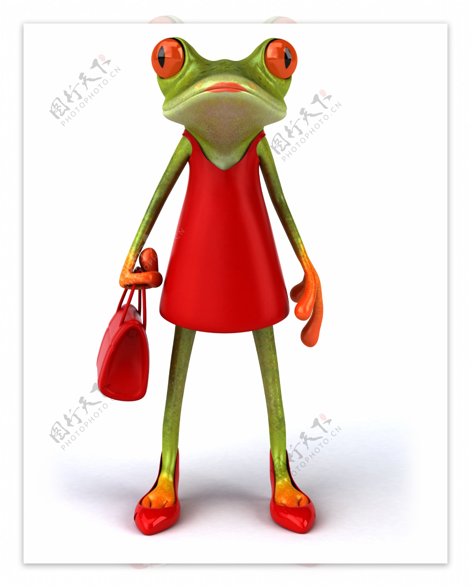 穿着红色裙子的卡通青蛙图片