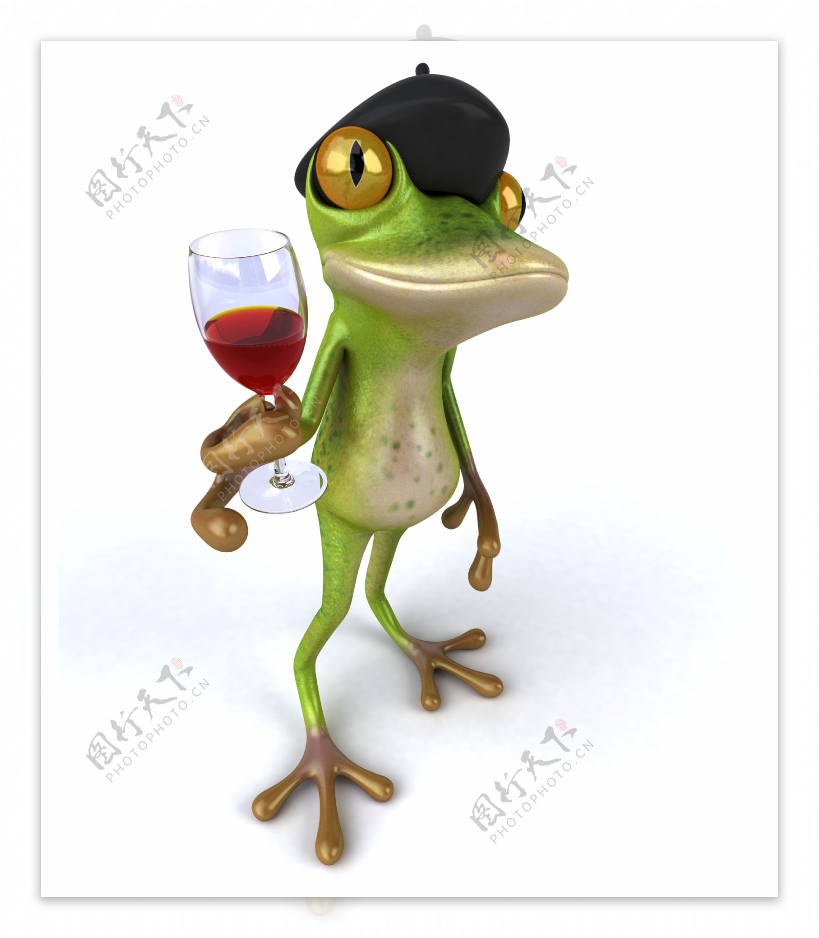 端着酒杯的卡通青蛙图片