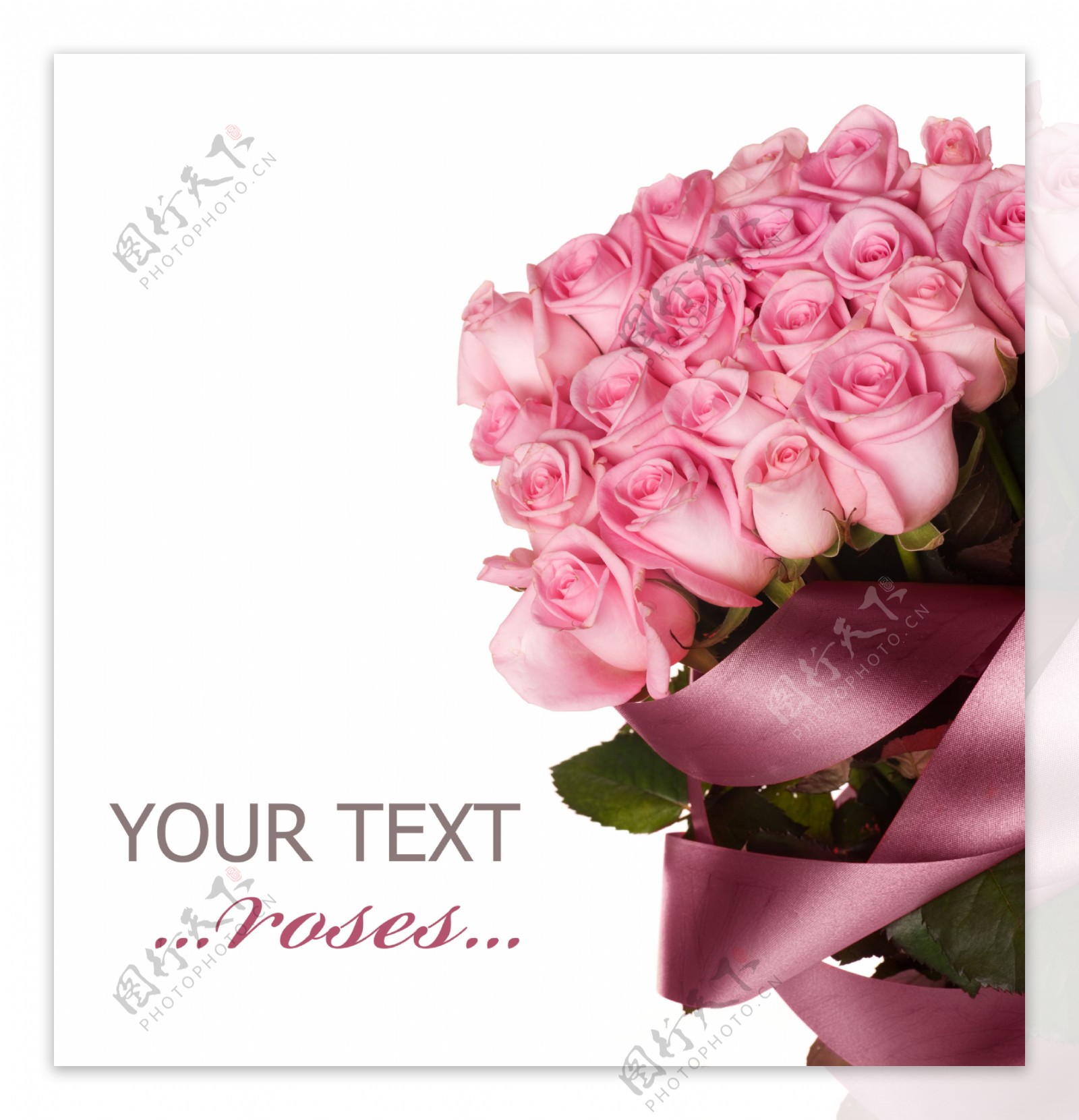 唯美粉色玫瑰花束图片