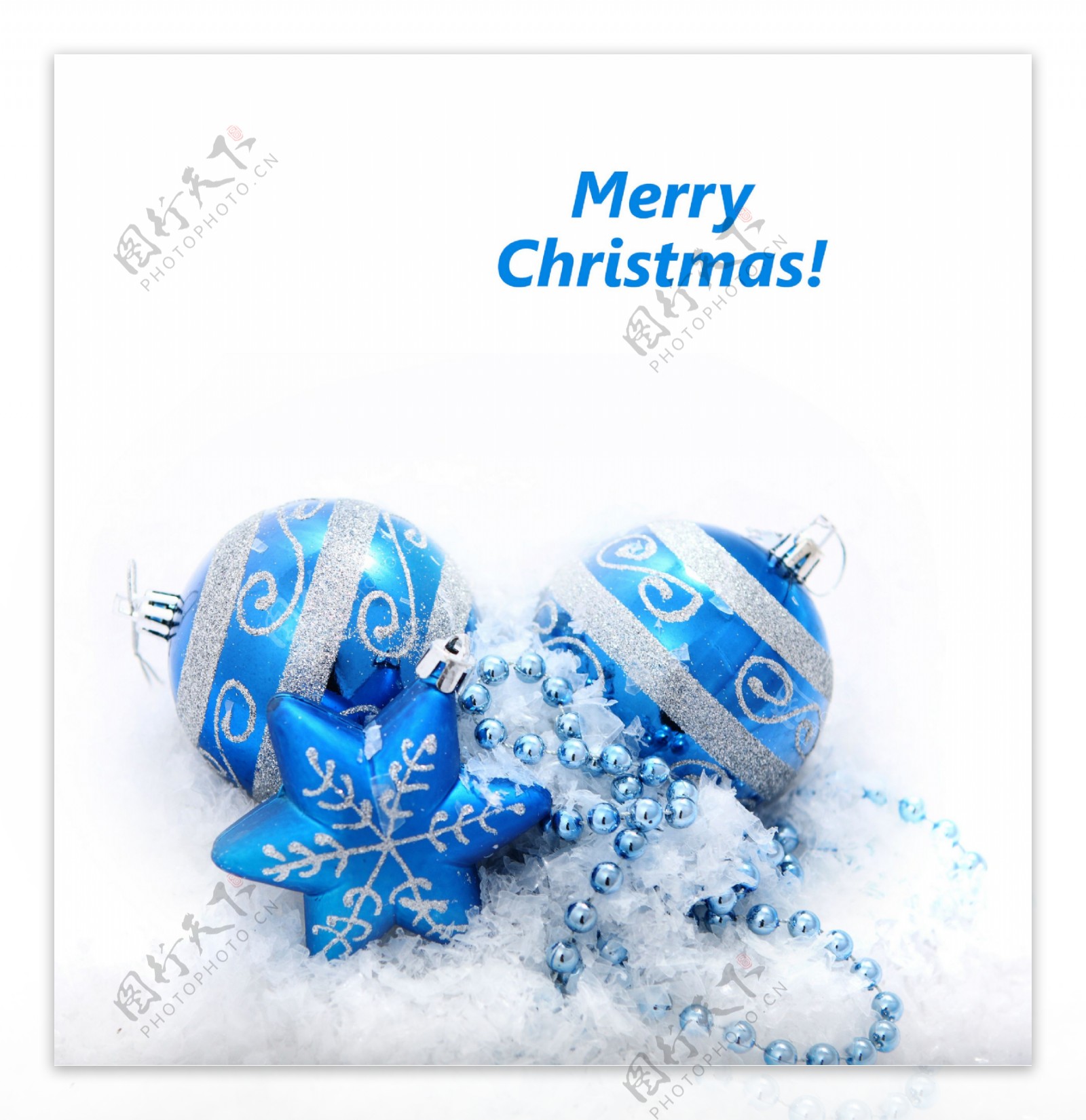 蓝色圣诞装饰品图片