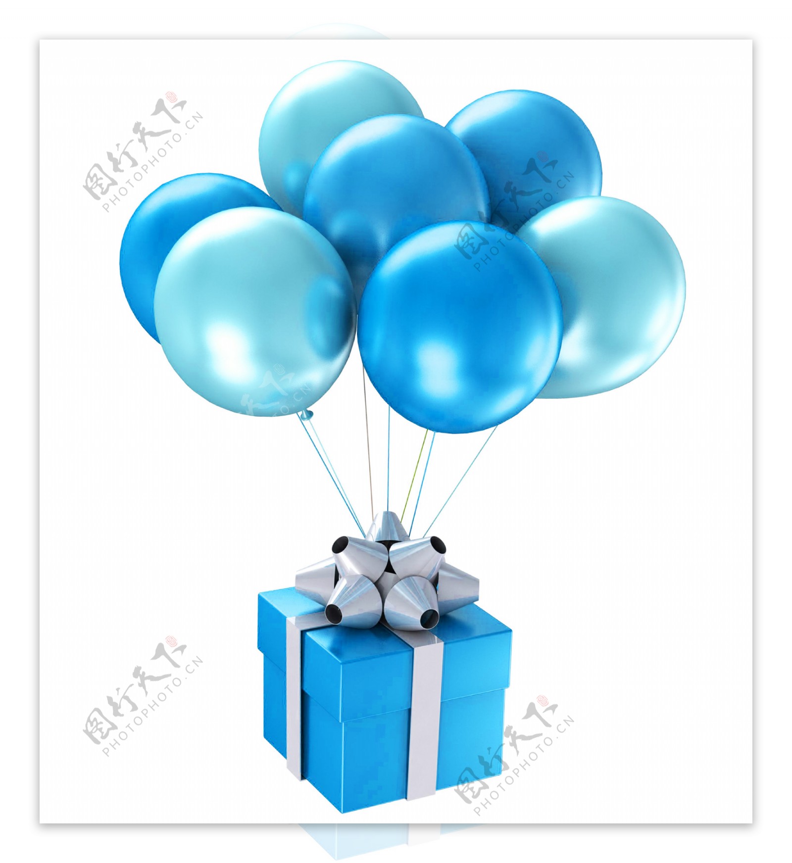 氢气球与礼物图片