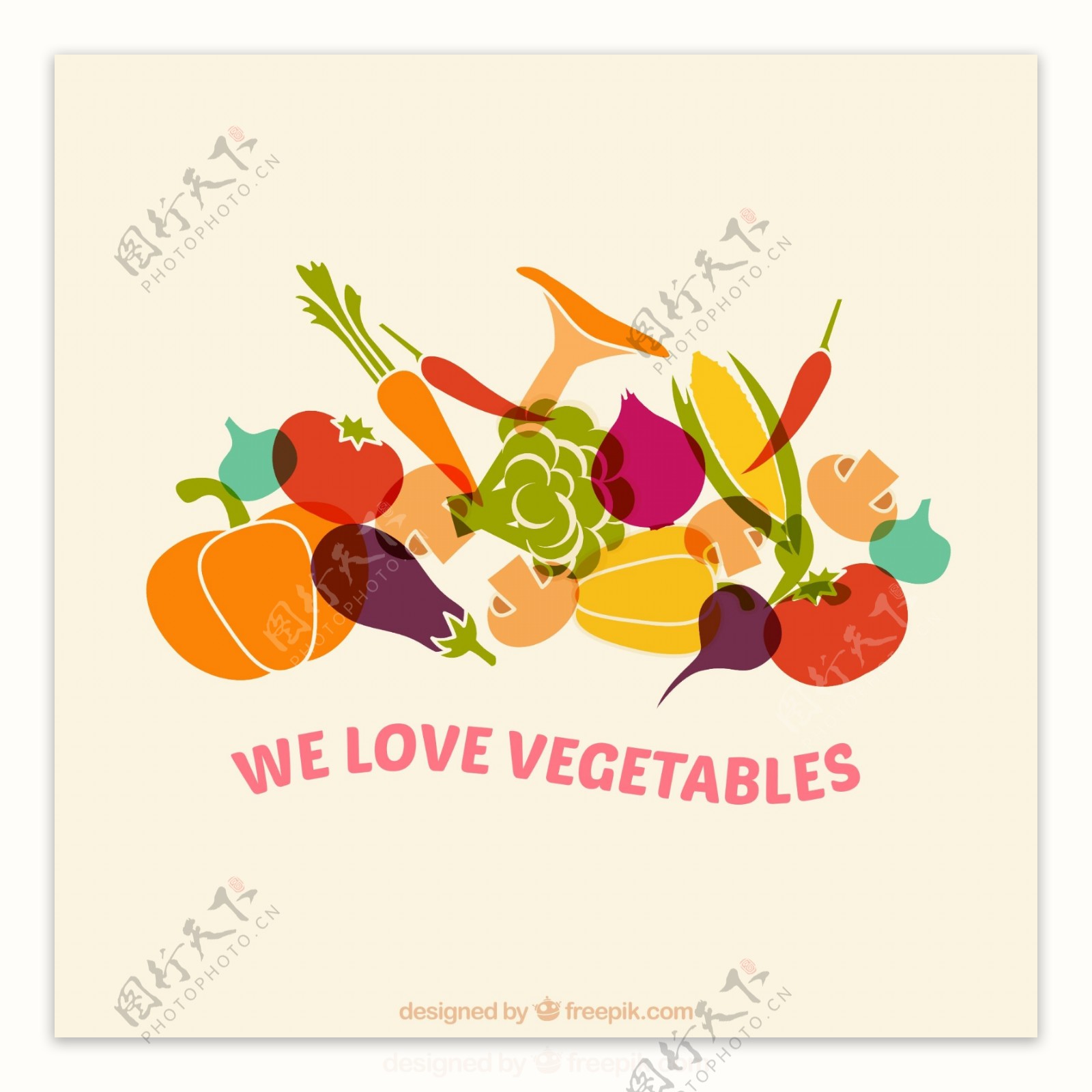 创意缤纷蔬菜矢量素材