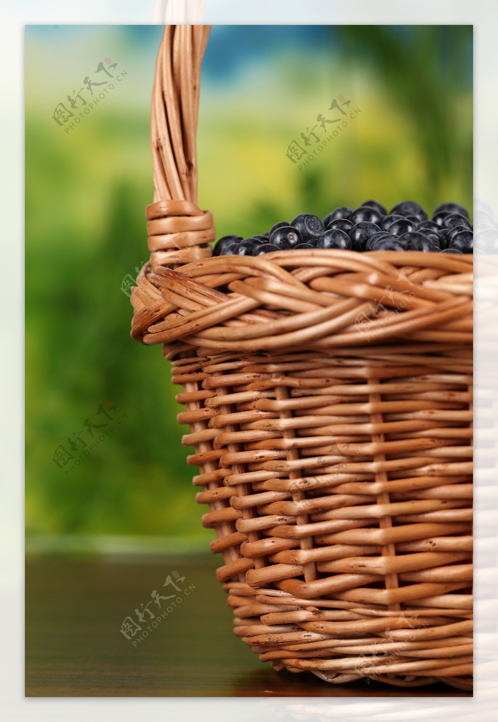 一篮子的蓝莓图片