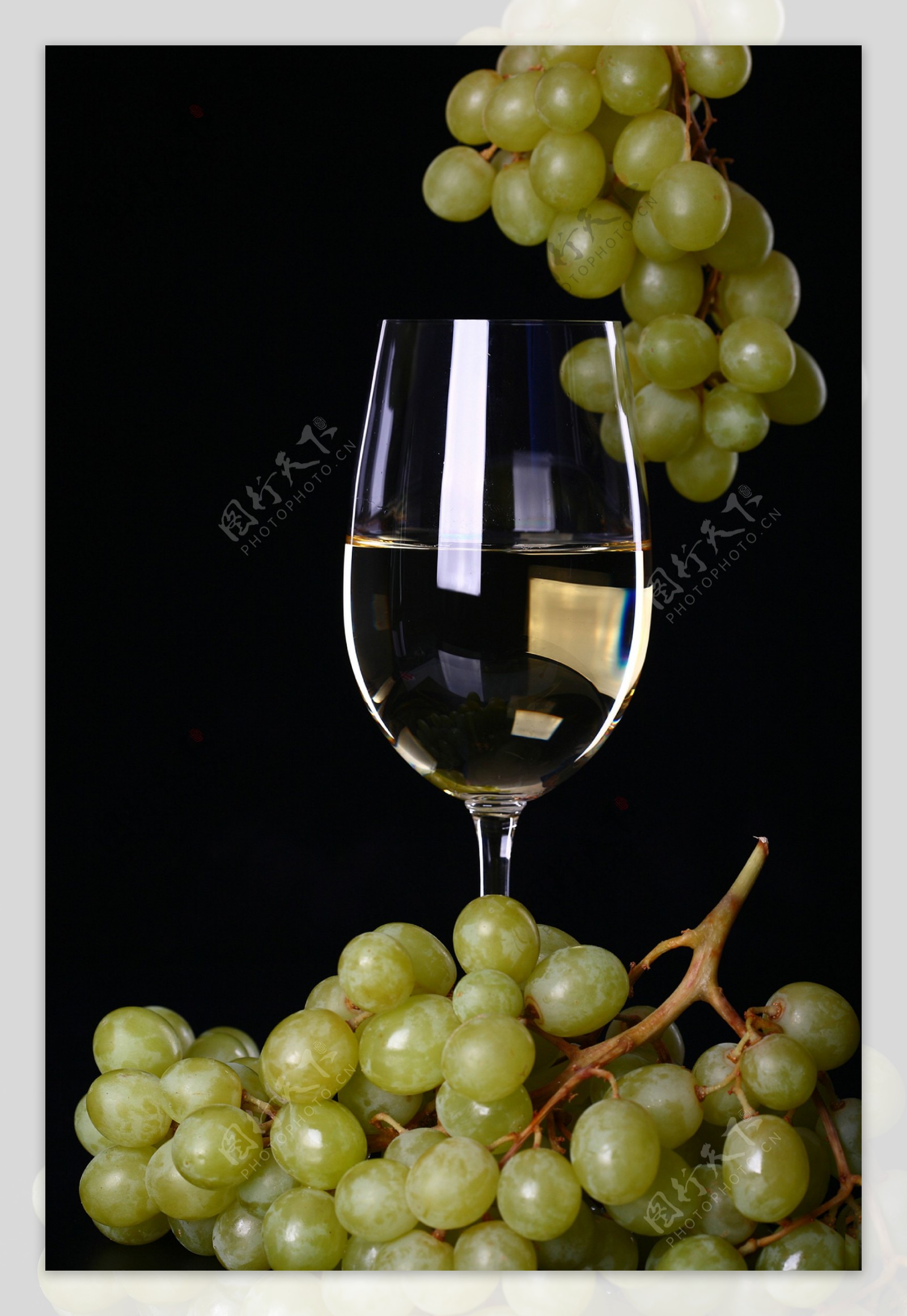 青提水果与葡萄酒图片