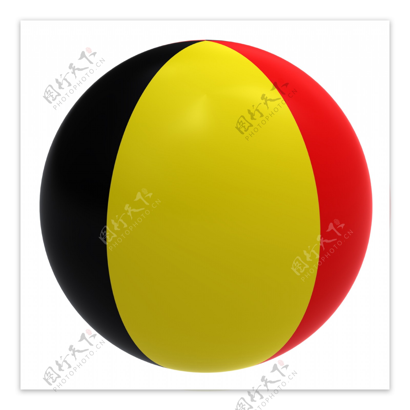 比利时国旗在球上白色隔离