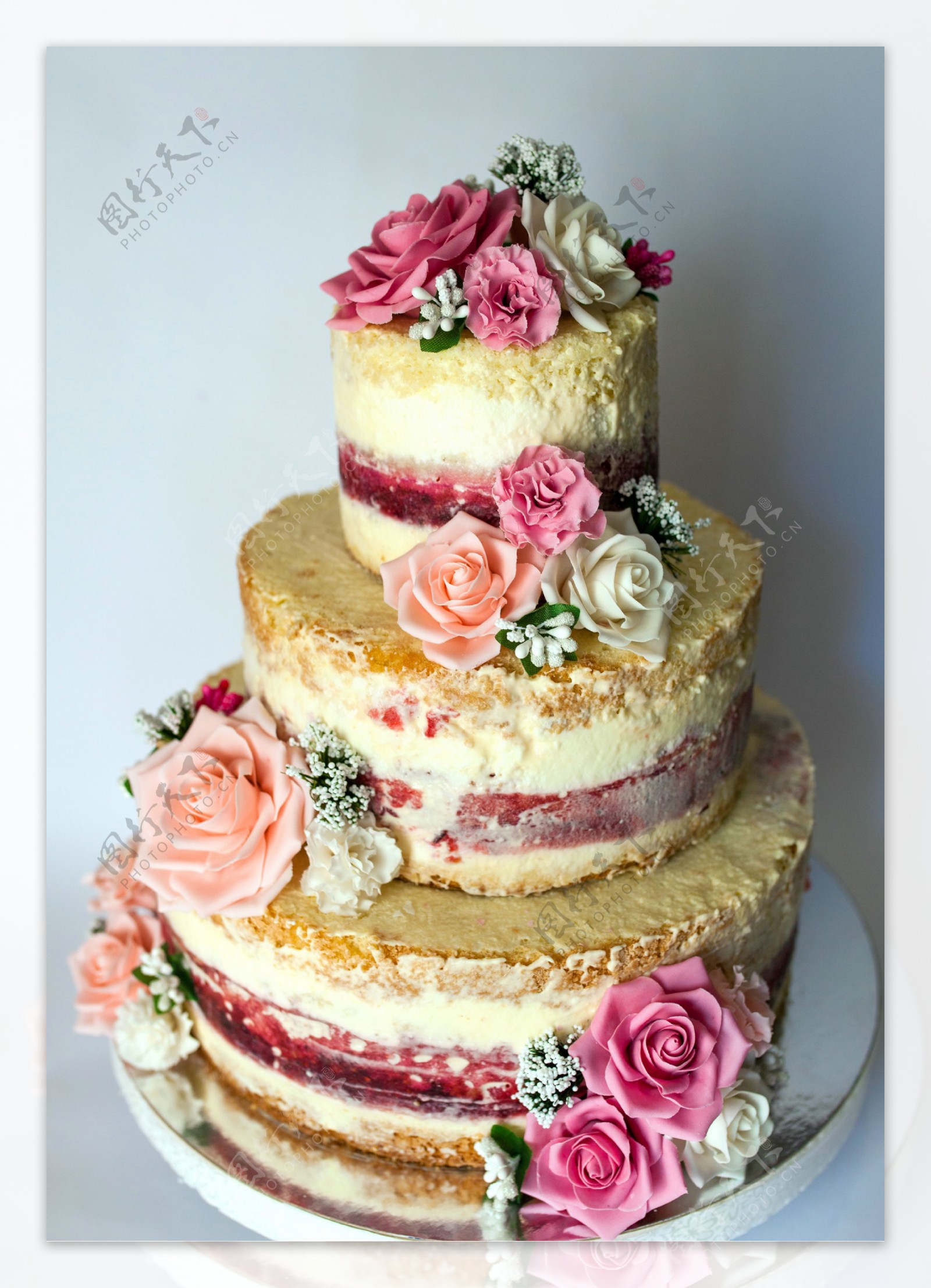 玫瑰花蛋糕摄影图片
