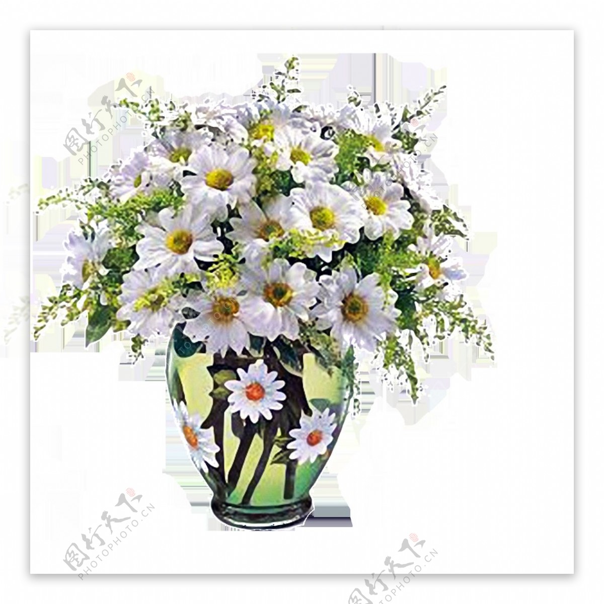 花瓶唯美插花花朵绿叶素材