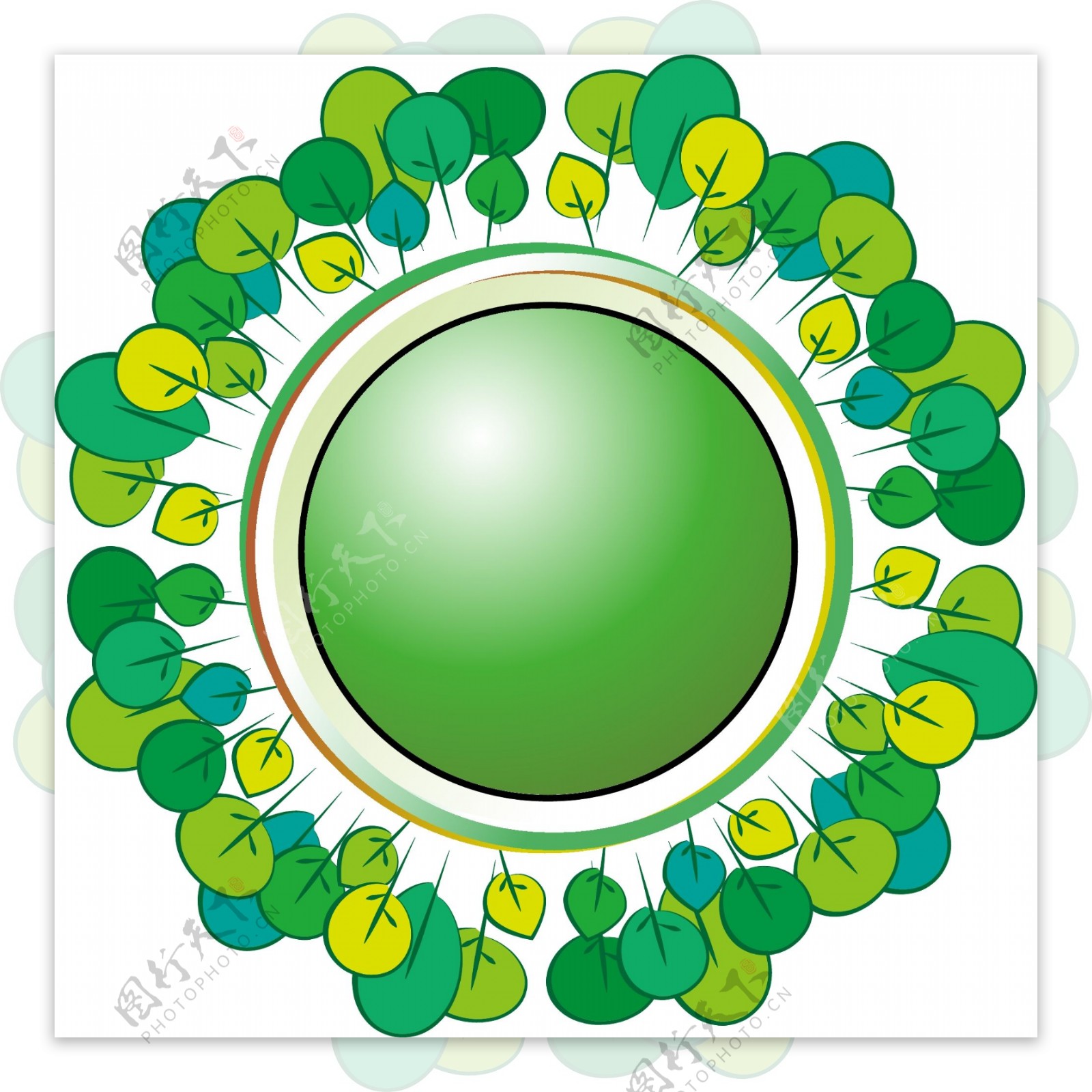 手绘绿色圆形元素