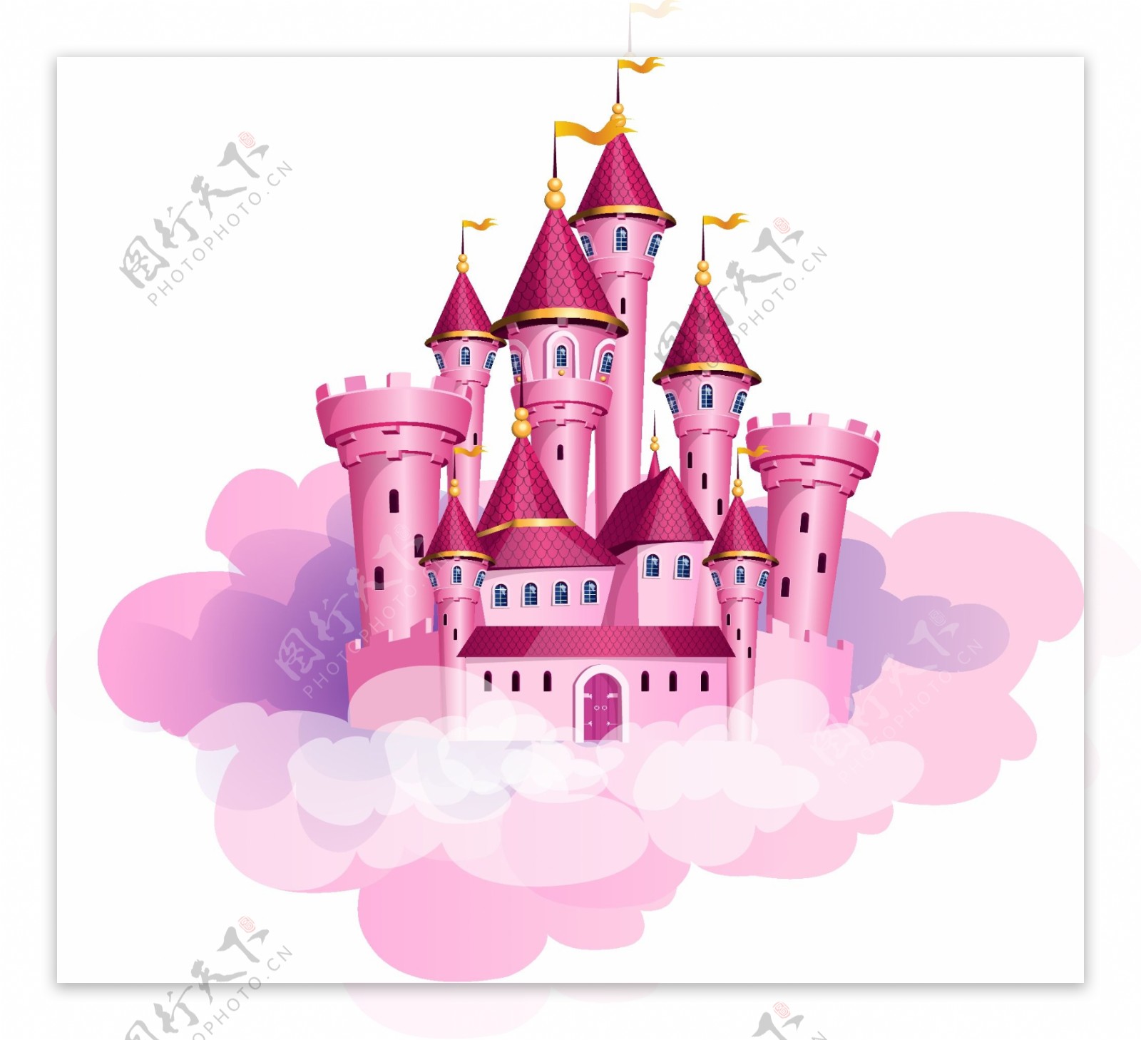唯美紫色城堡元素