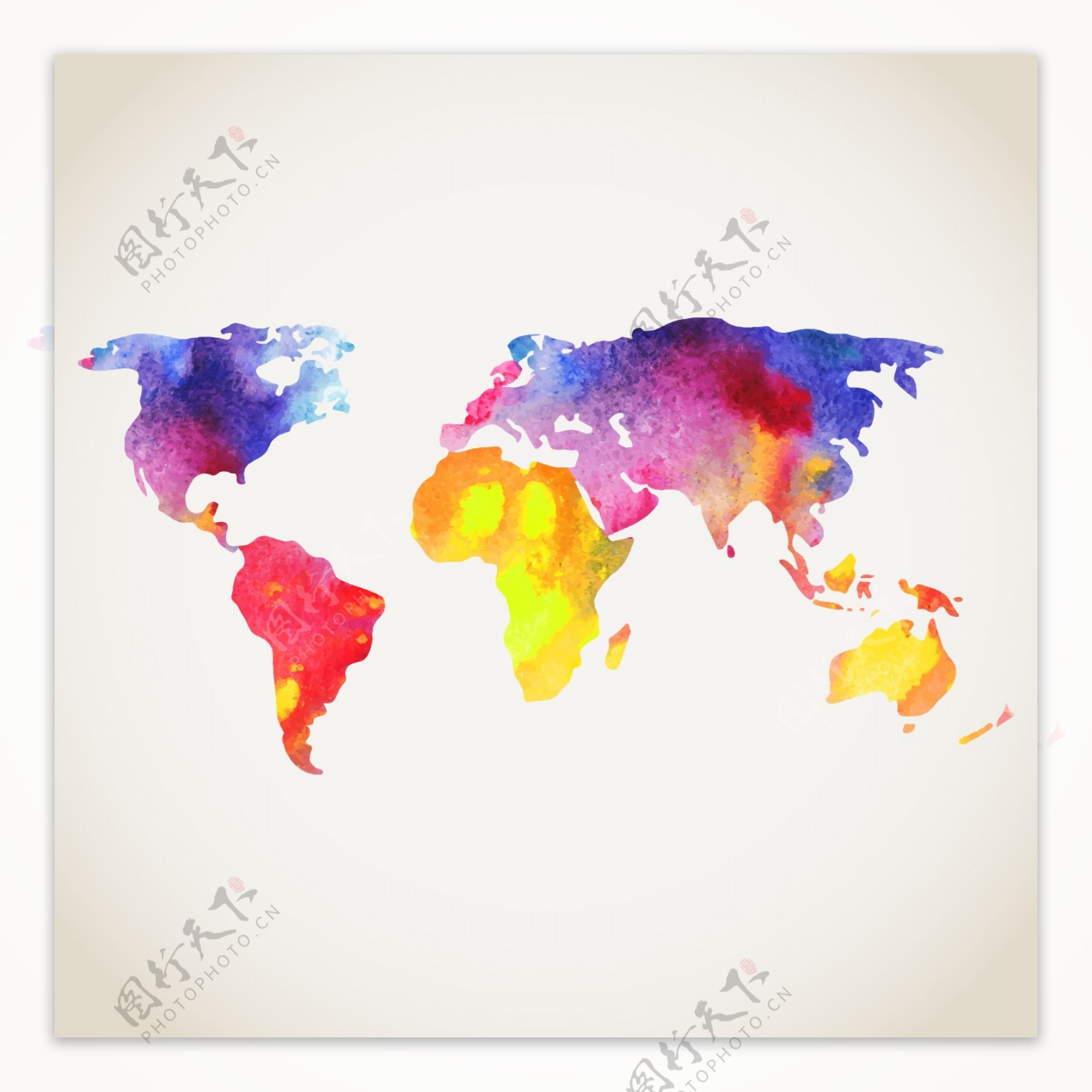 七彩的世界地图矢量素材