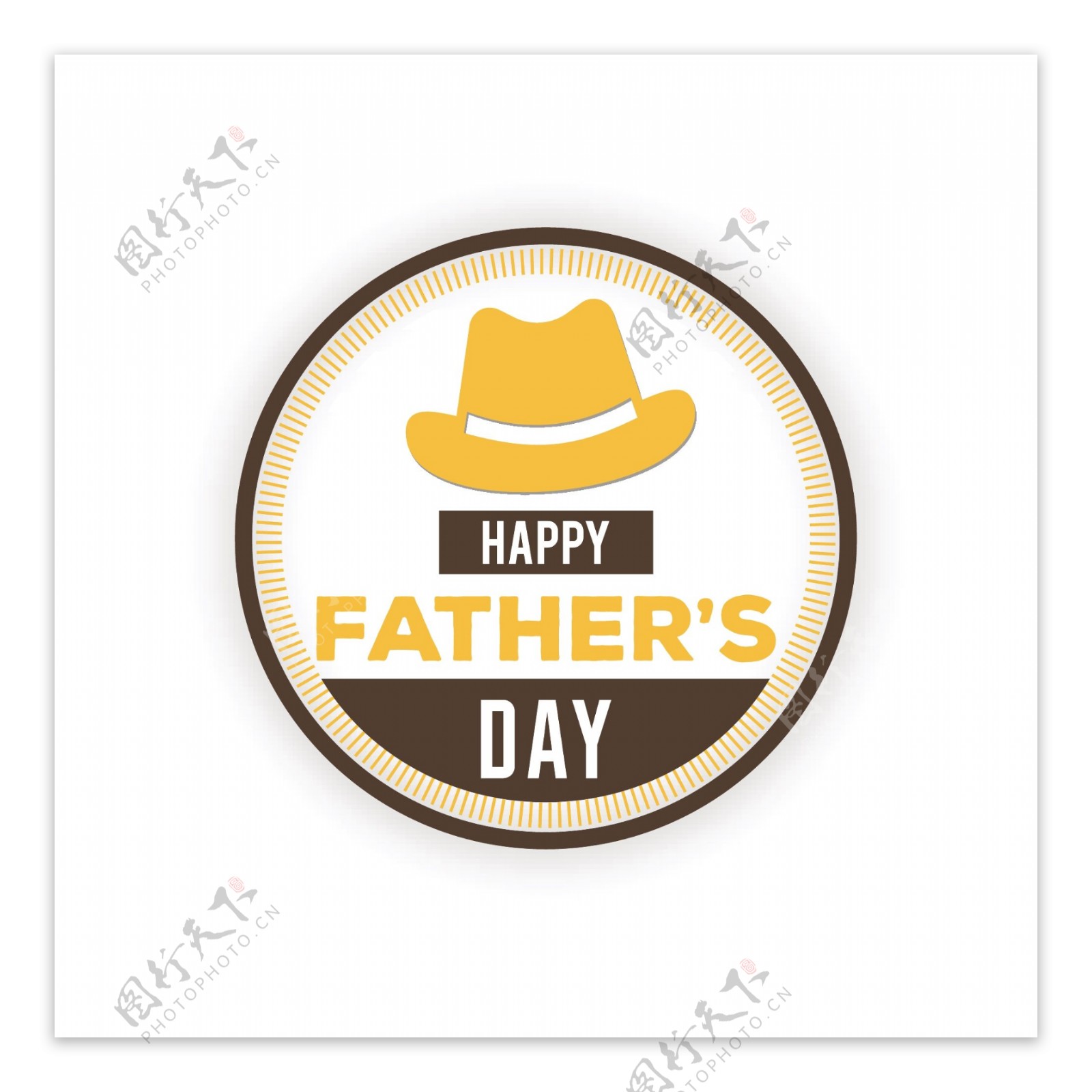 快乐的父亲节帽子圆形徽章图标