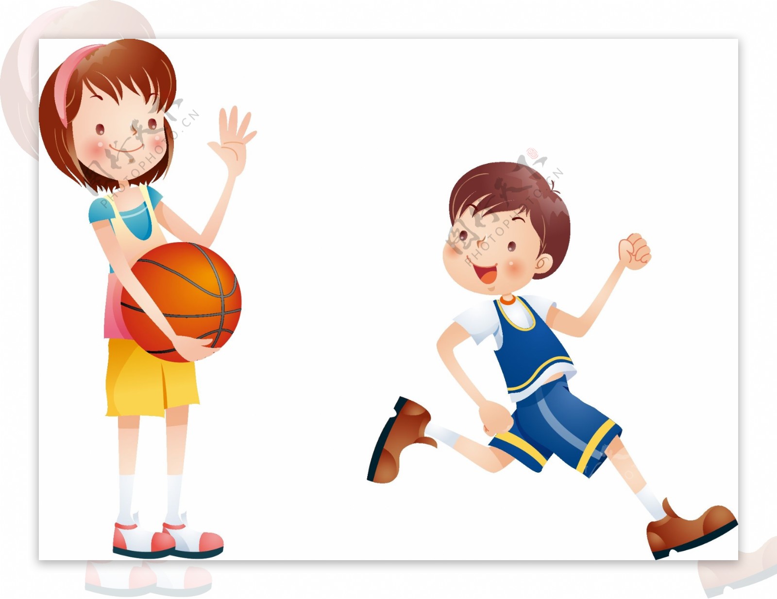 手绘卡通儿童篮球元素