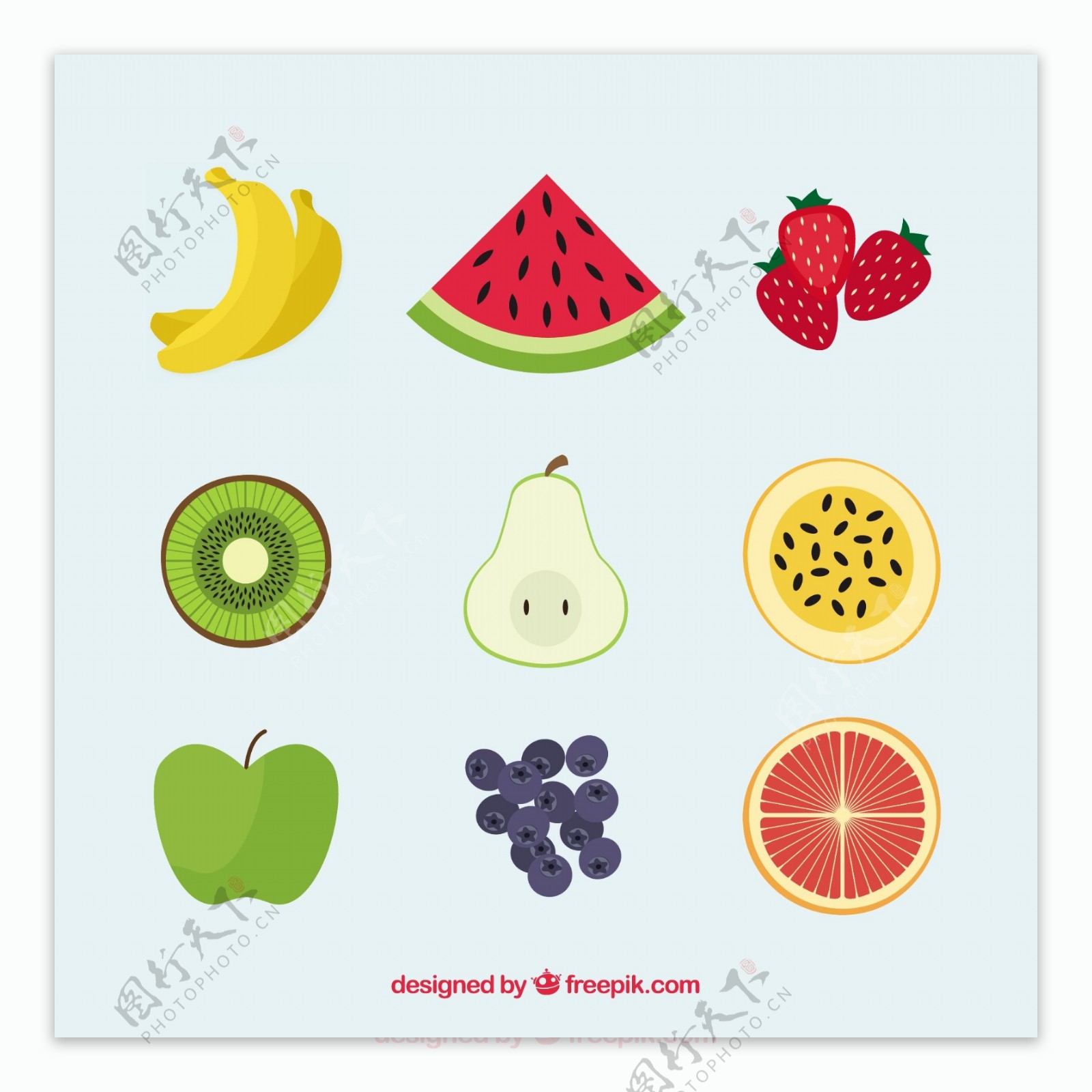 扁平风格水果标签图标矢量素材