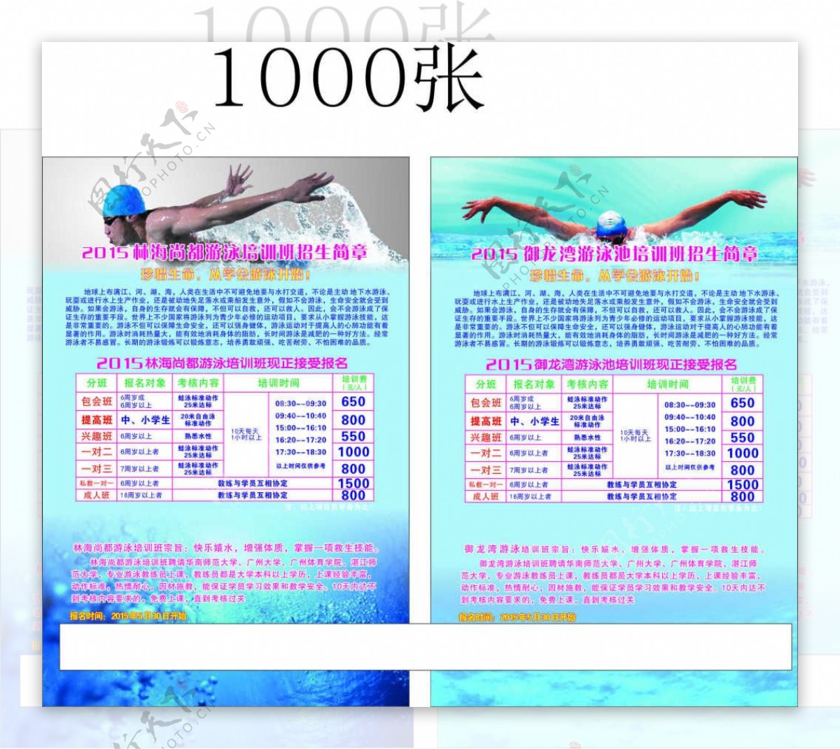 游泳培训班宣传单