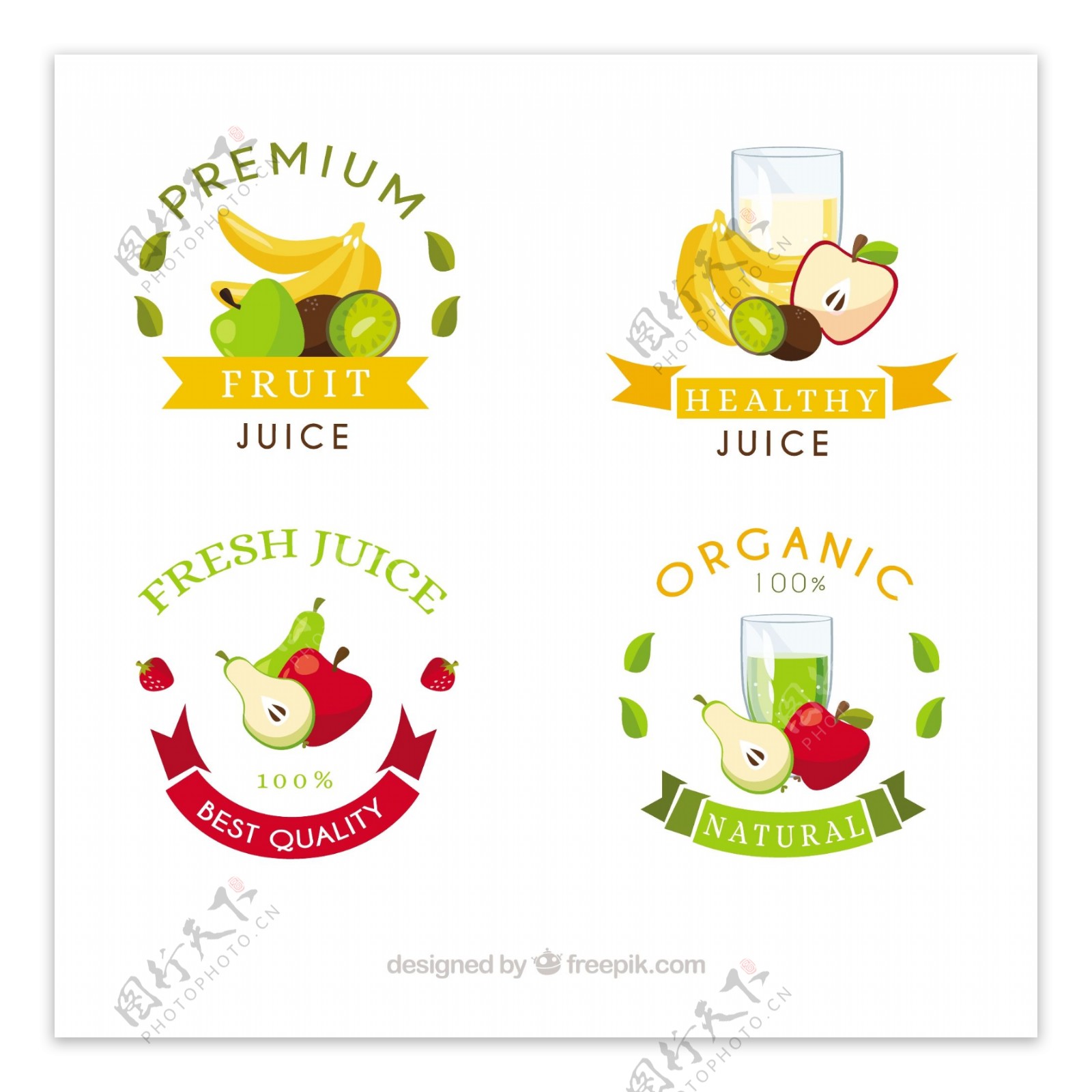 不同水果标志标签矢量设计素材