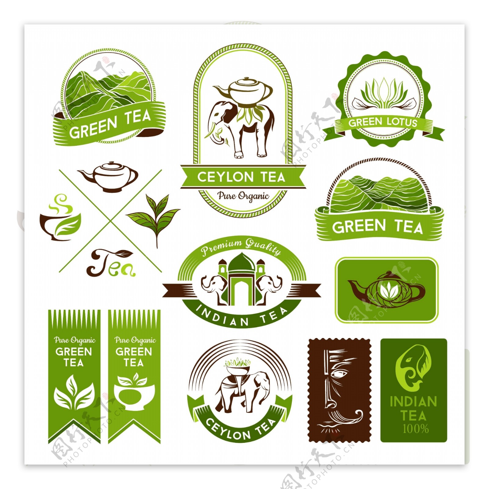 时尚绿色泰国主题图标矢量素材