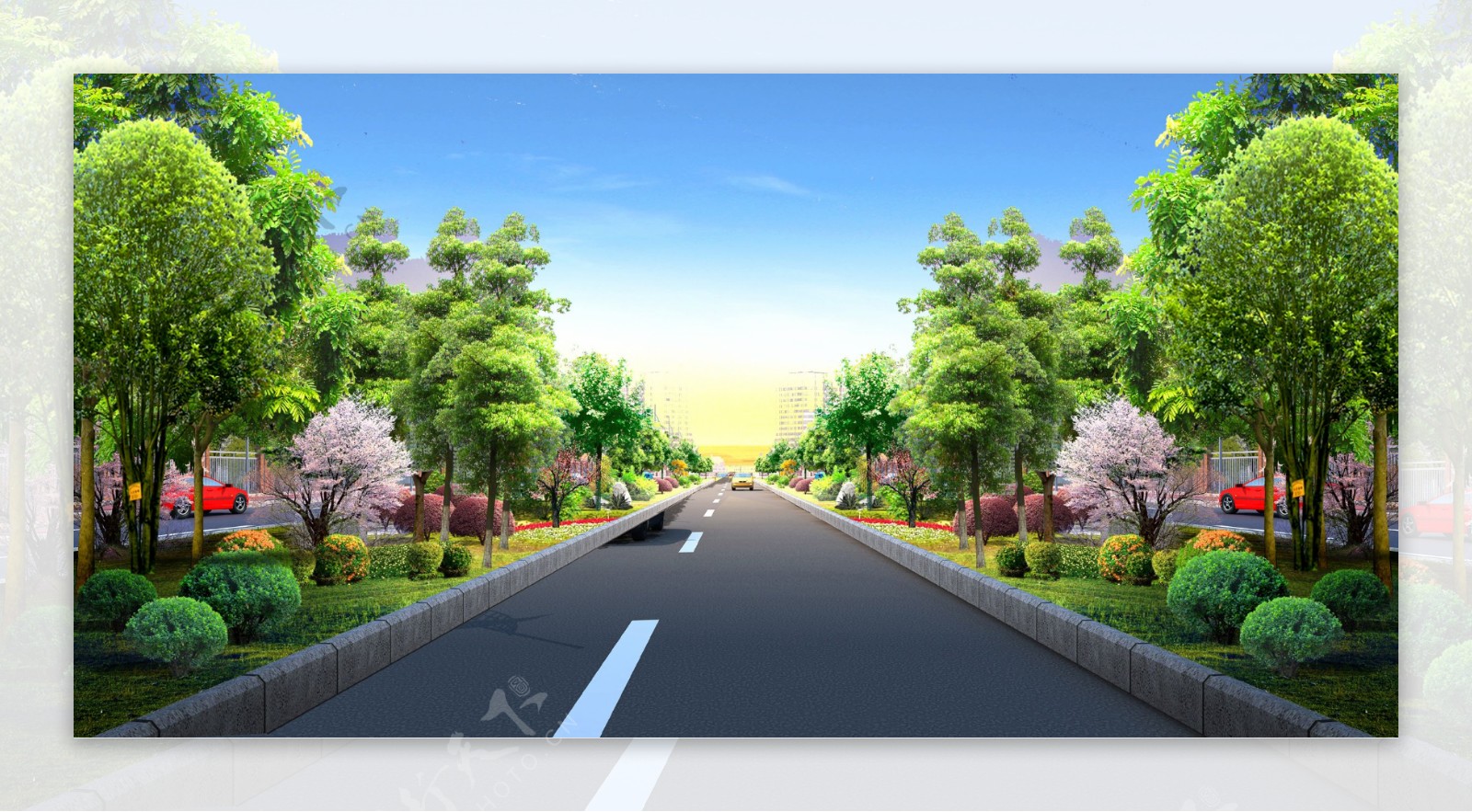 公路绿化效果图片