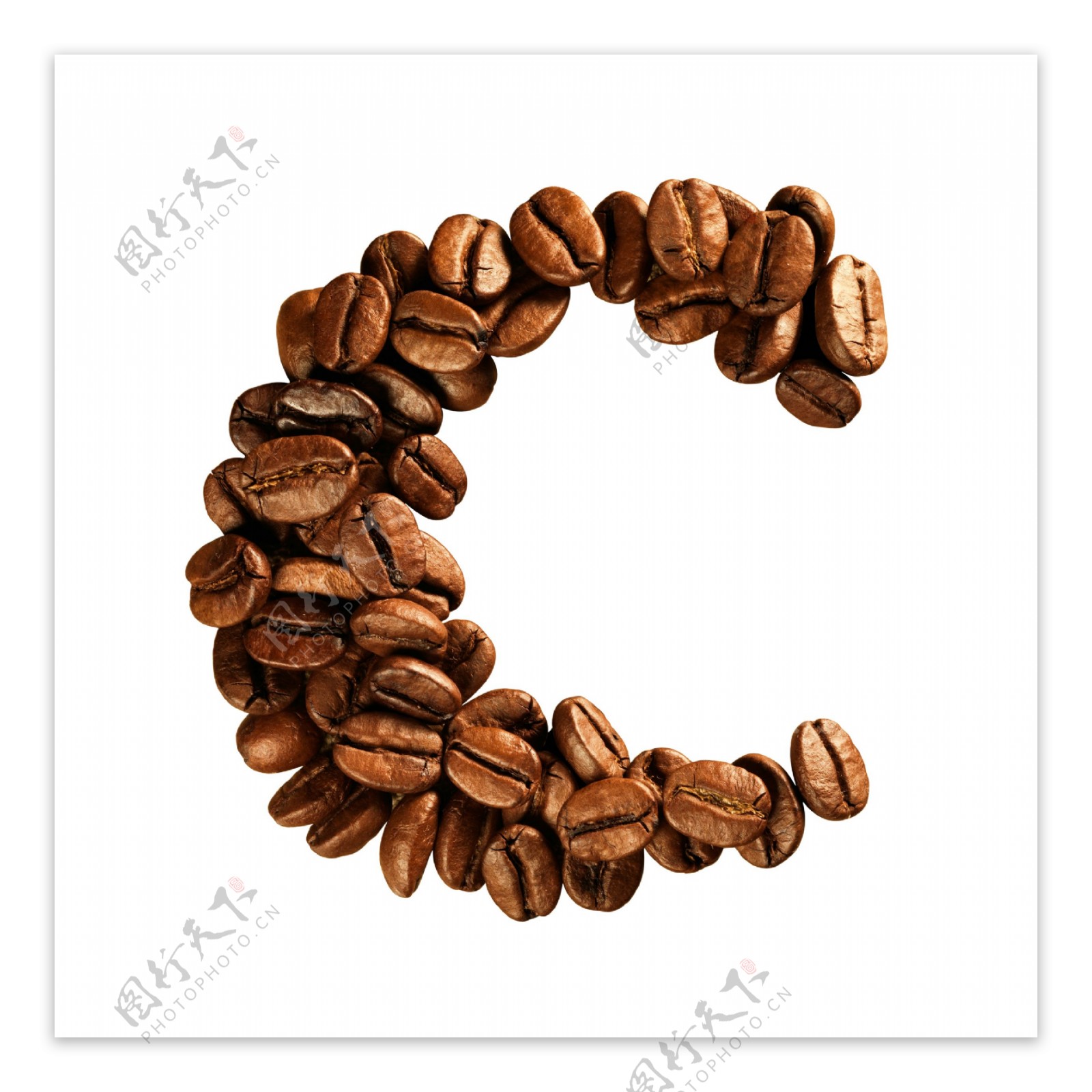 咖啡豆组成的字母C图片