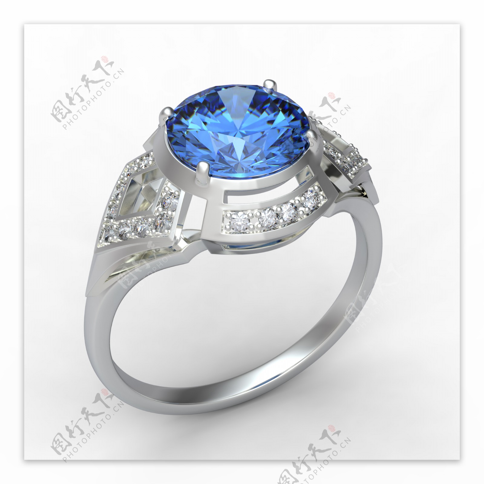 华丽蓝宝石戒指