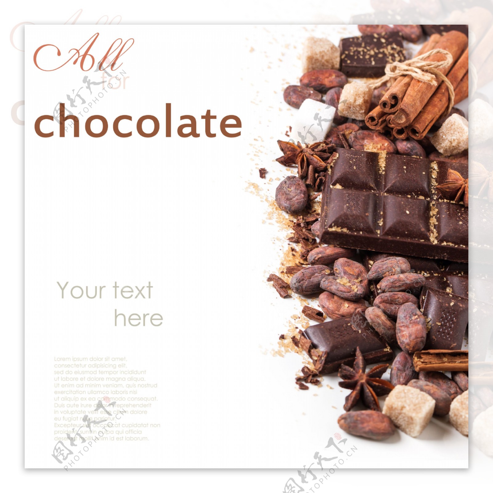 巧克力与香料背景图片