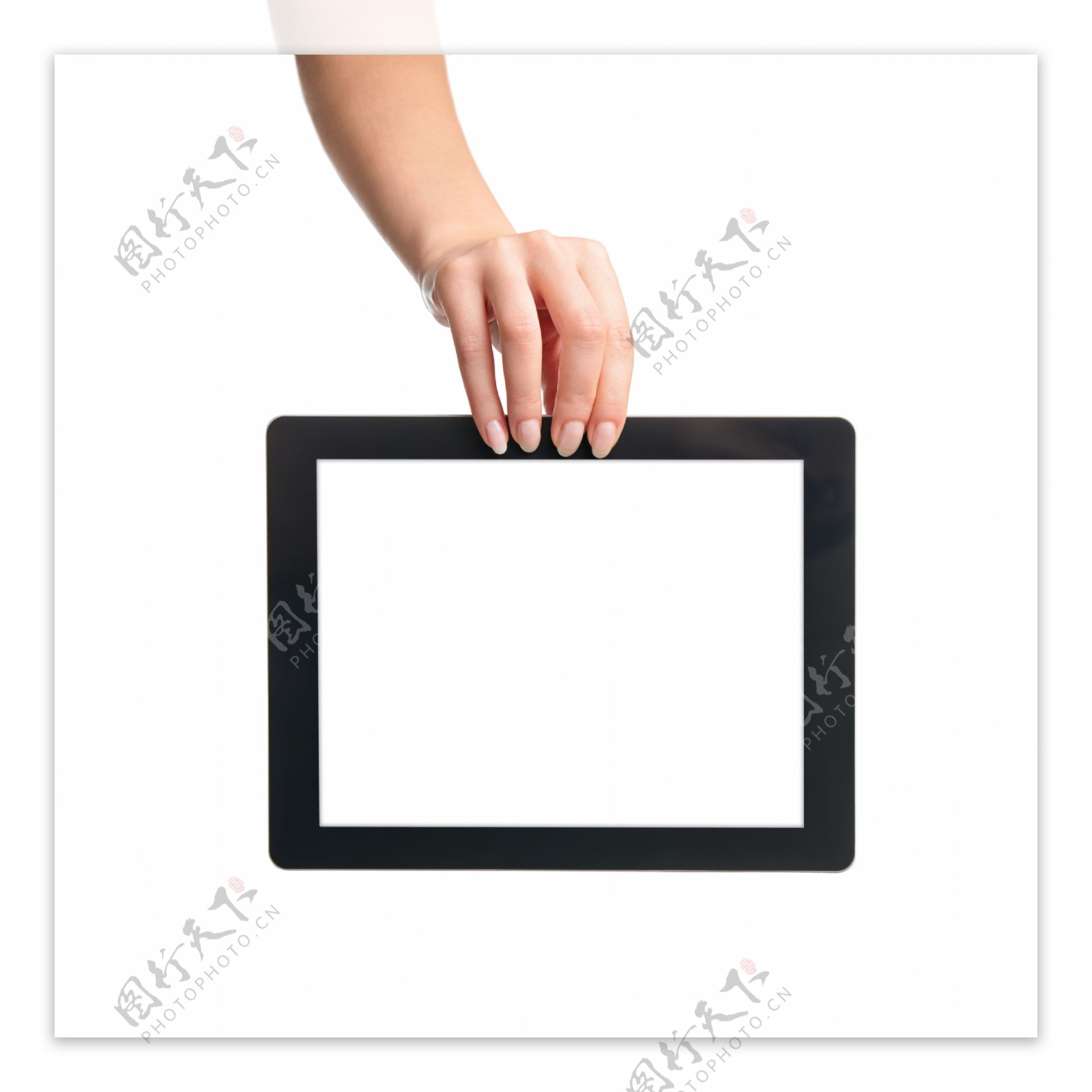女性的手与平板电脑图片