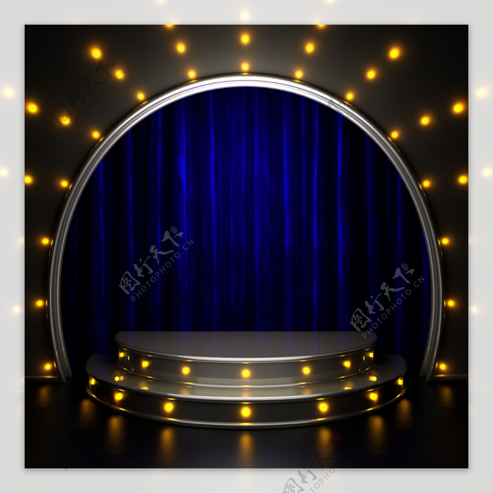 蓝色舞台幕布背景图片