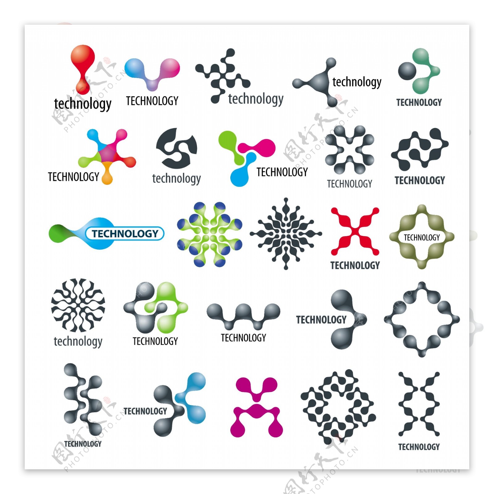 彩色科技分子标志图片