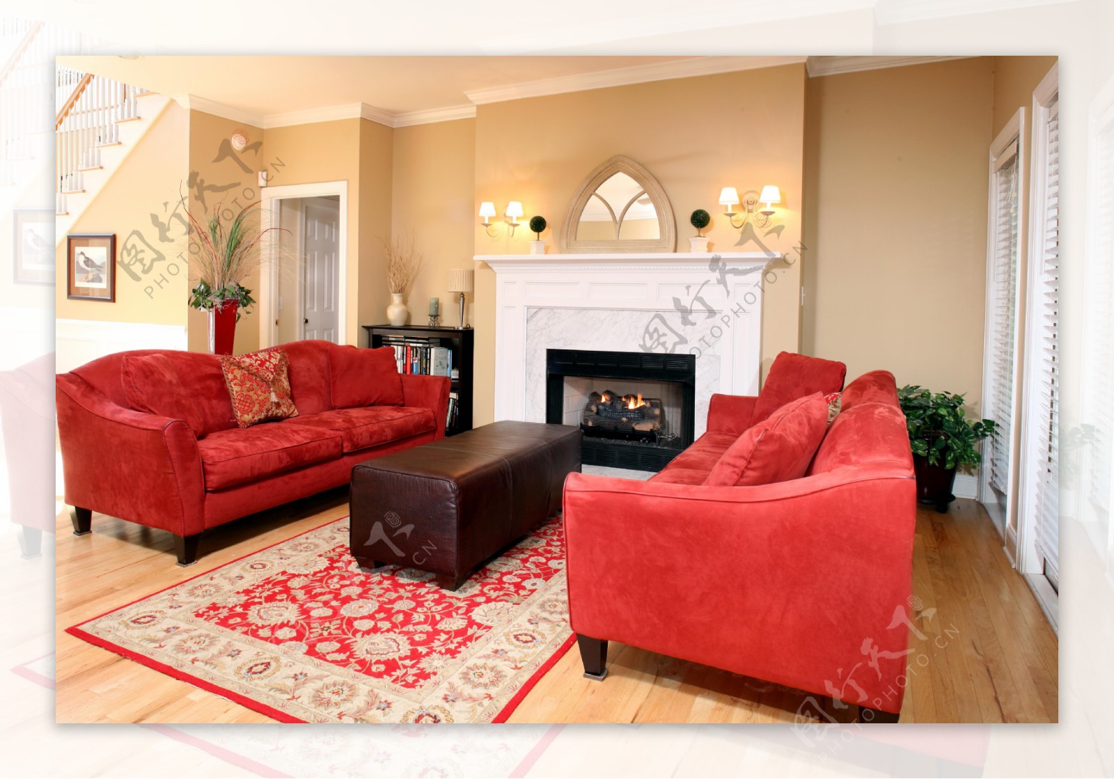 欧式红色沙发效果图图片