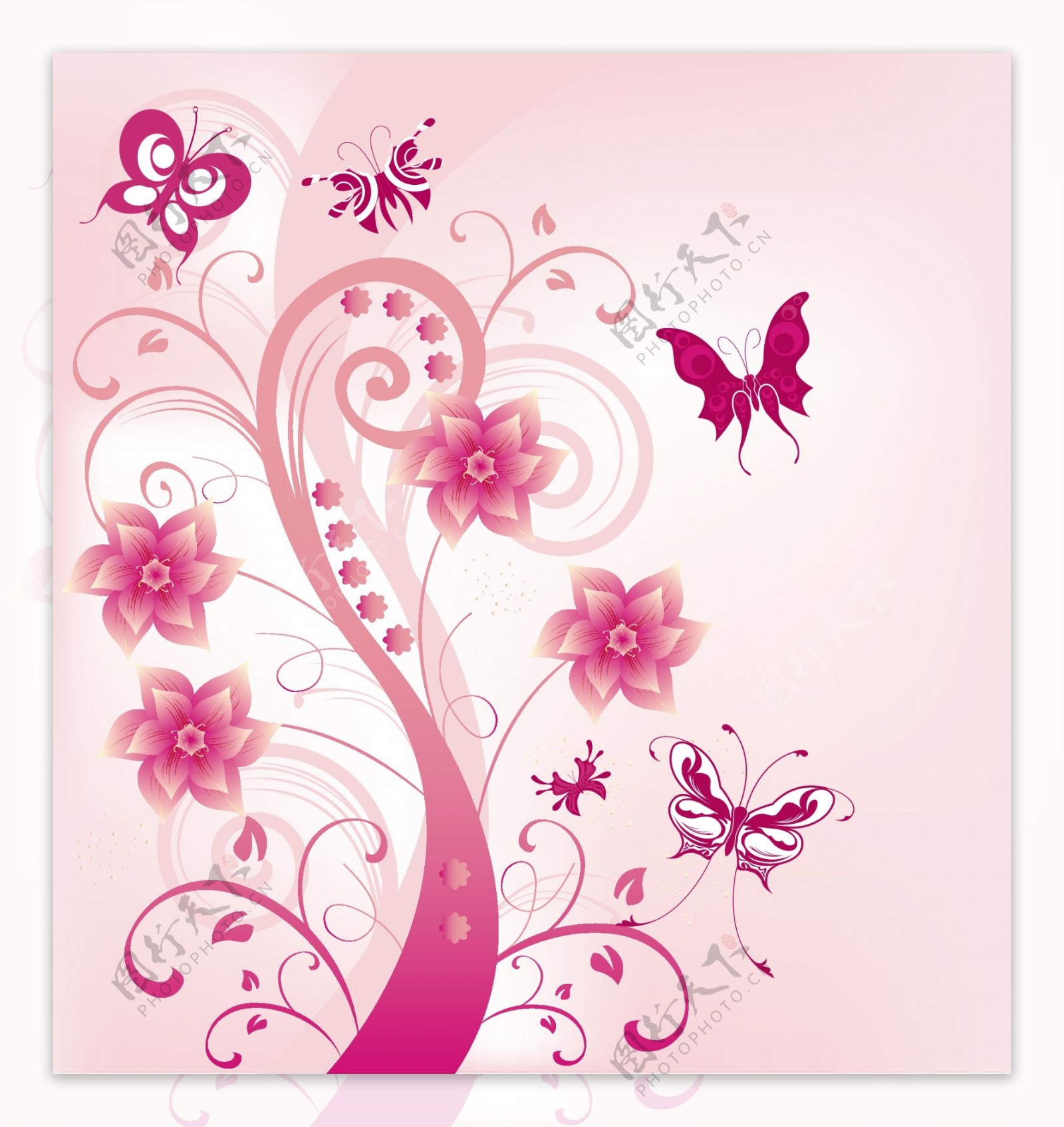 粉色抽象蝴蝶花