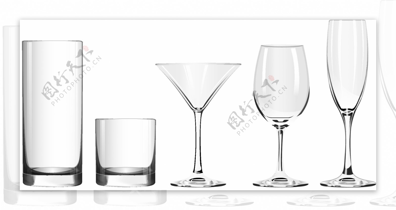 玻璃杯和高脚杯矢量素材图片