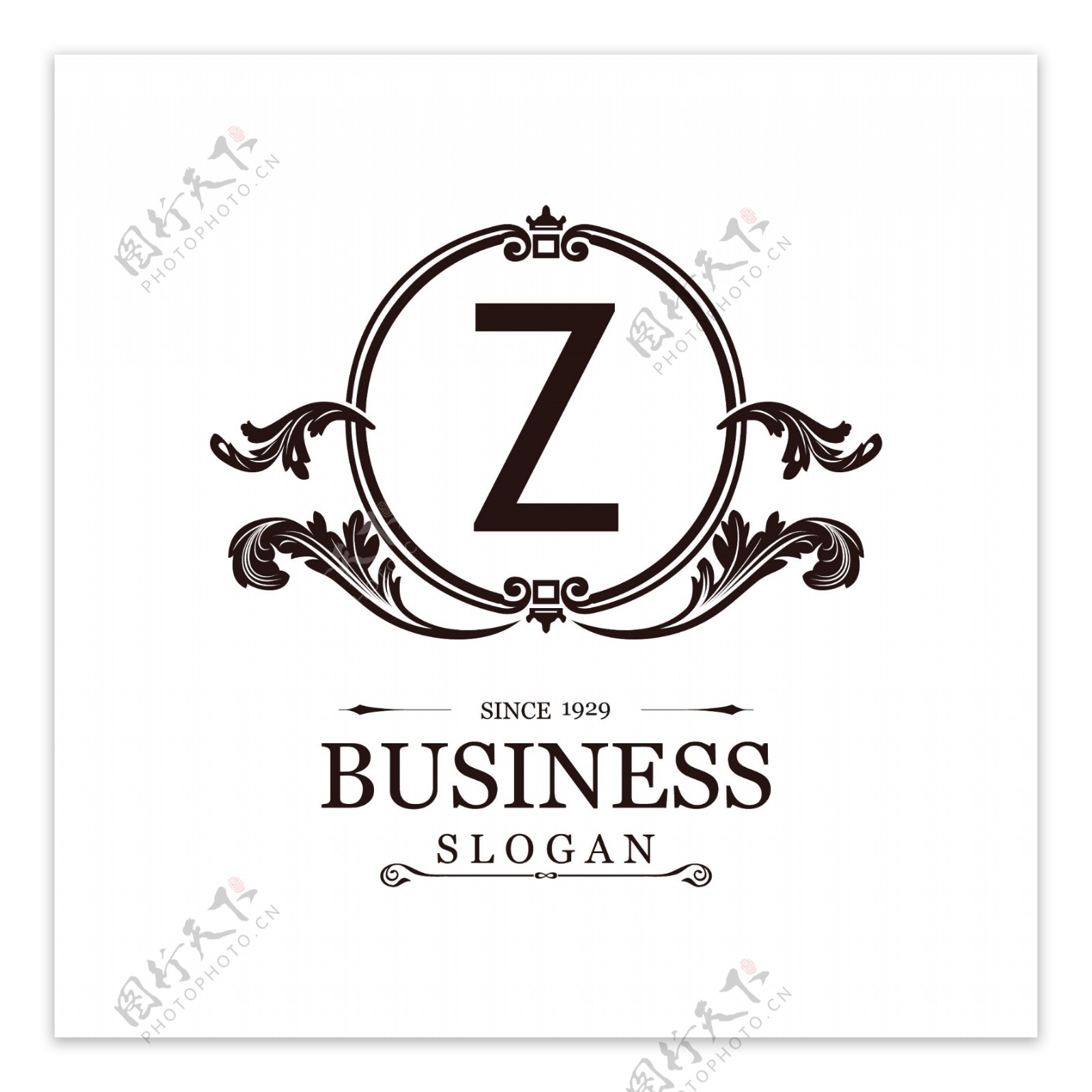 具有装饰框和字母Z的标志