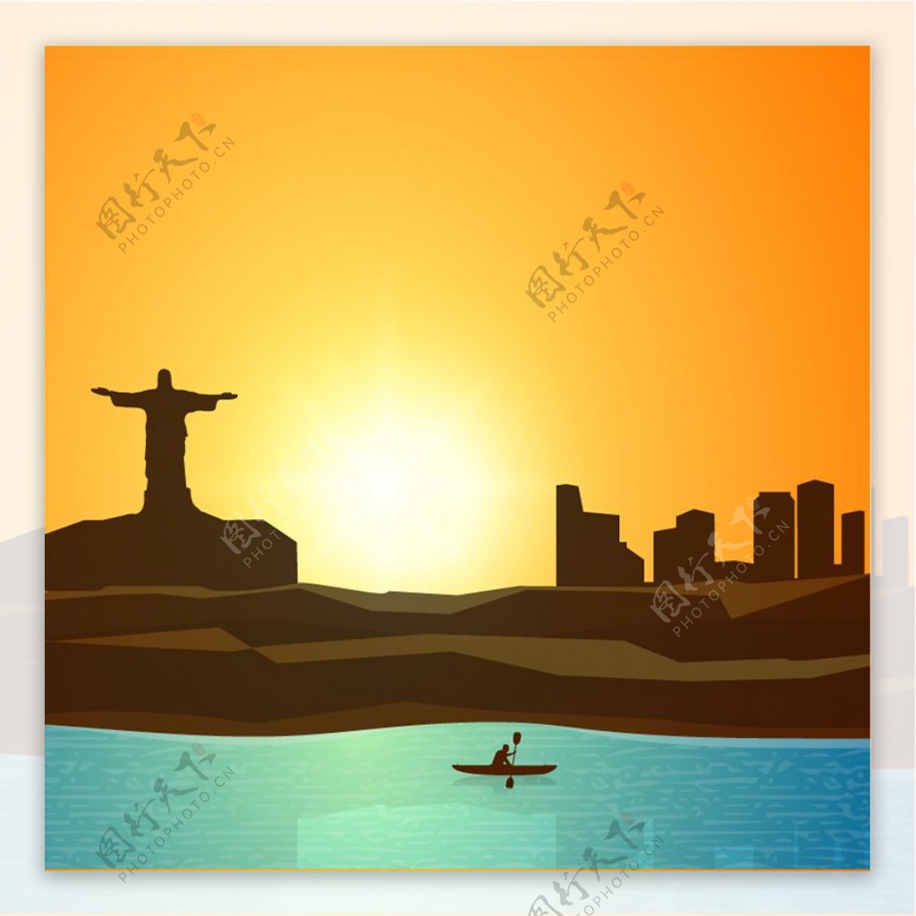 巴西背景的独木舟