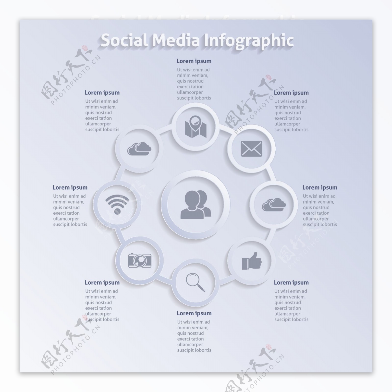关于社会网络灰色信息图表