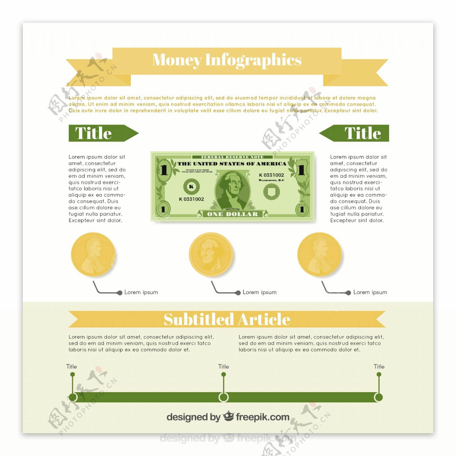 货币数据图表模板绿色和棕色的细节