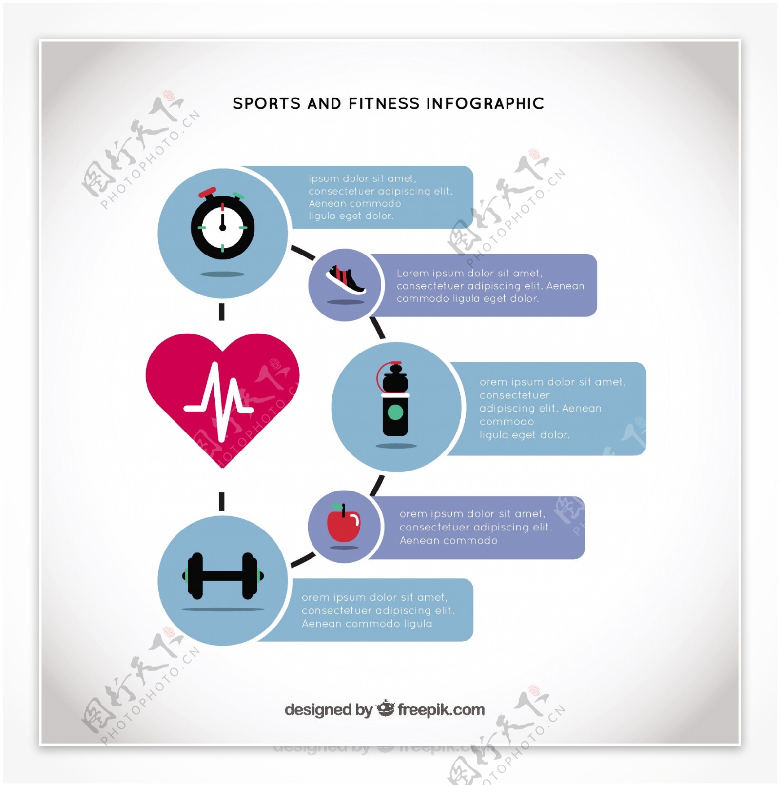 运动与健身infography与主的心