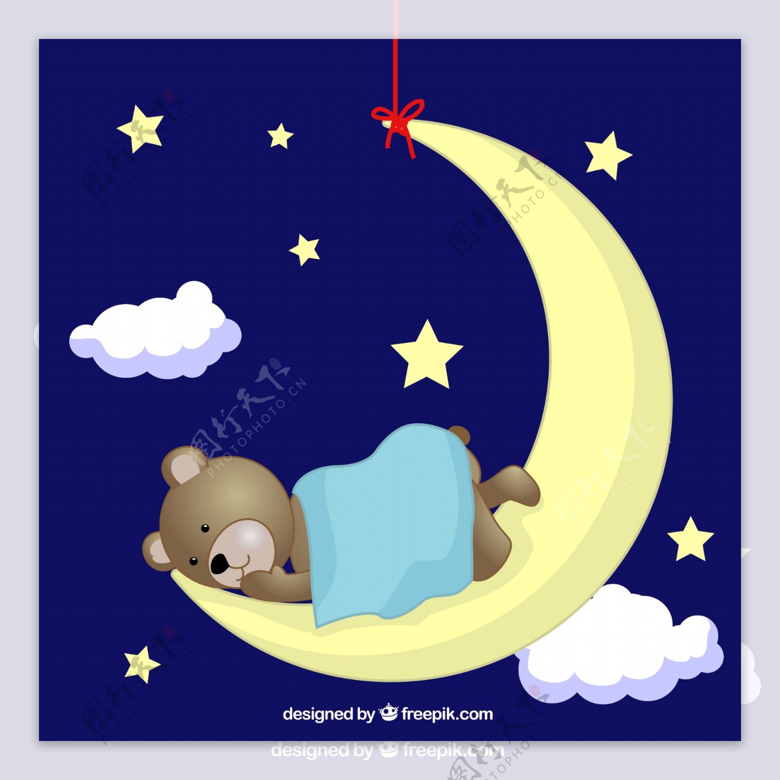 泰迪熊睡在月球上