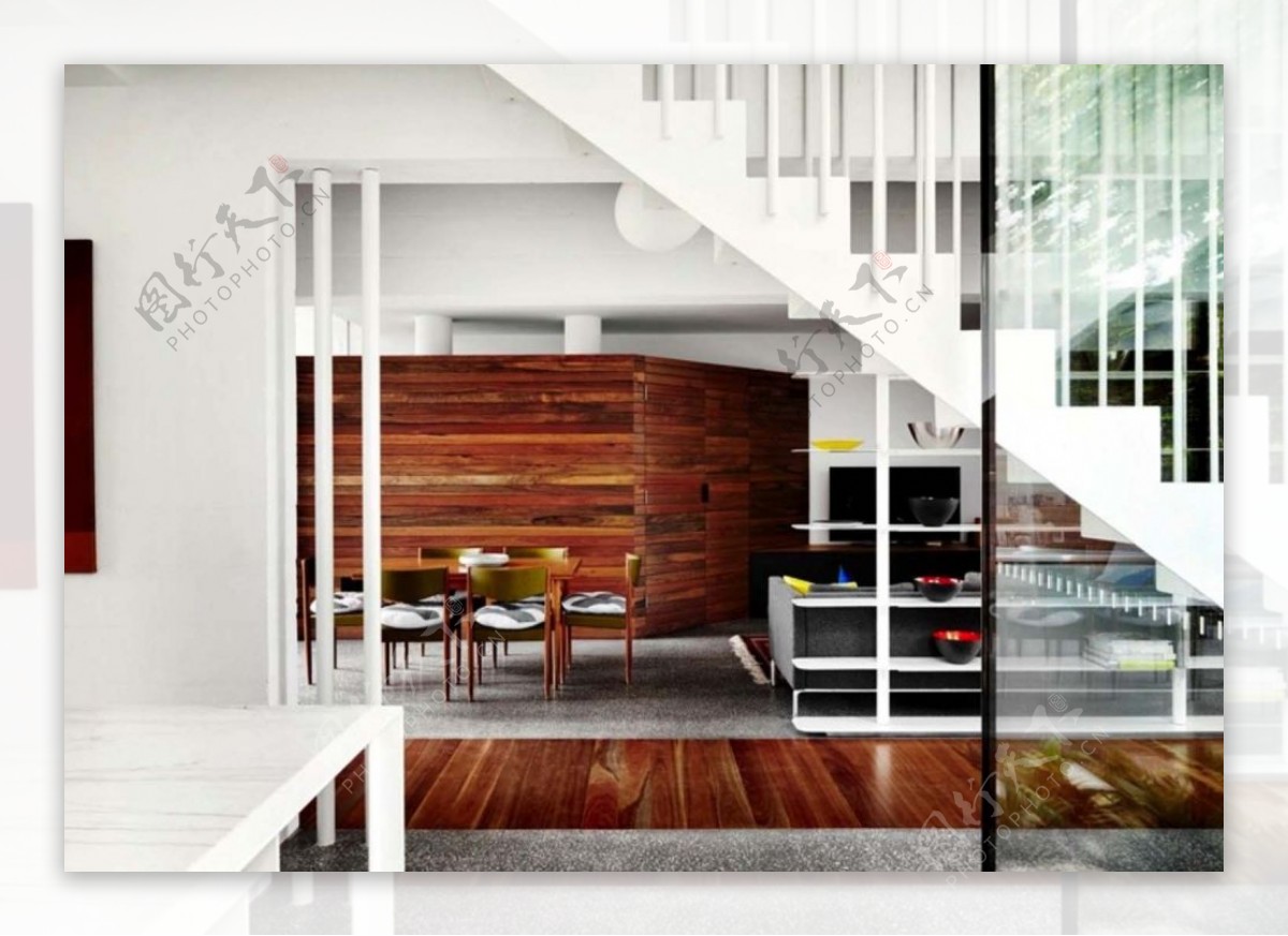 现代简约室内白色楼梯设计图