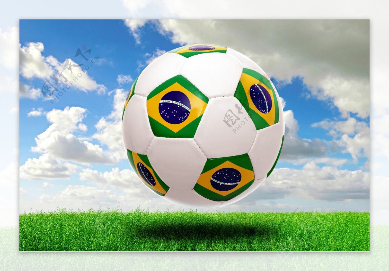 草坪上世界杯标志足球图片
