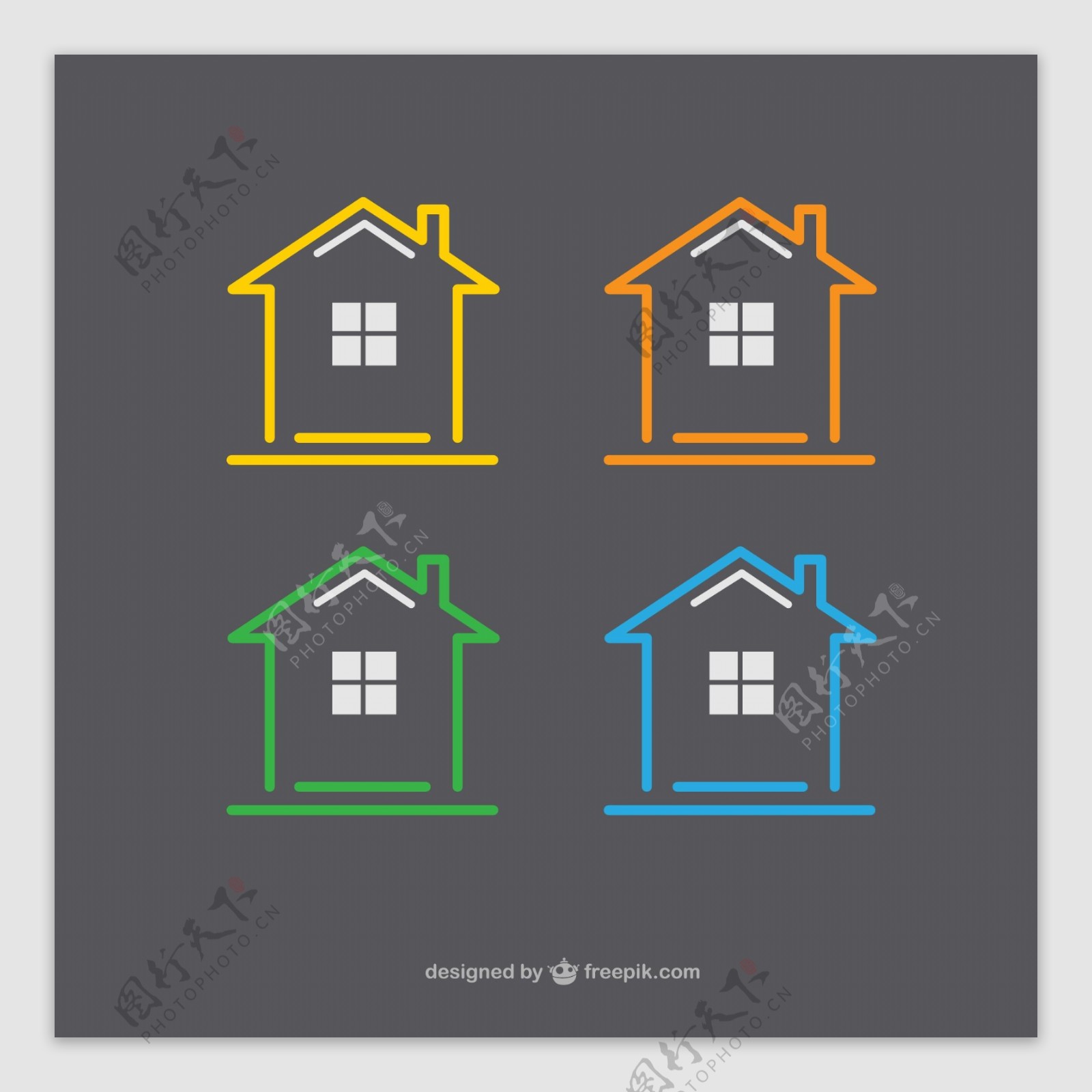 彩色房屋标志矢量图