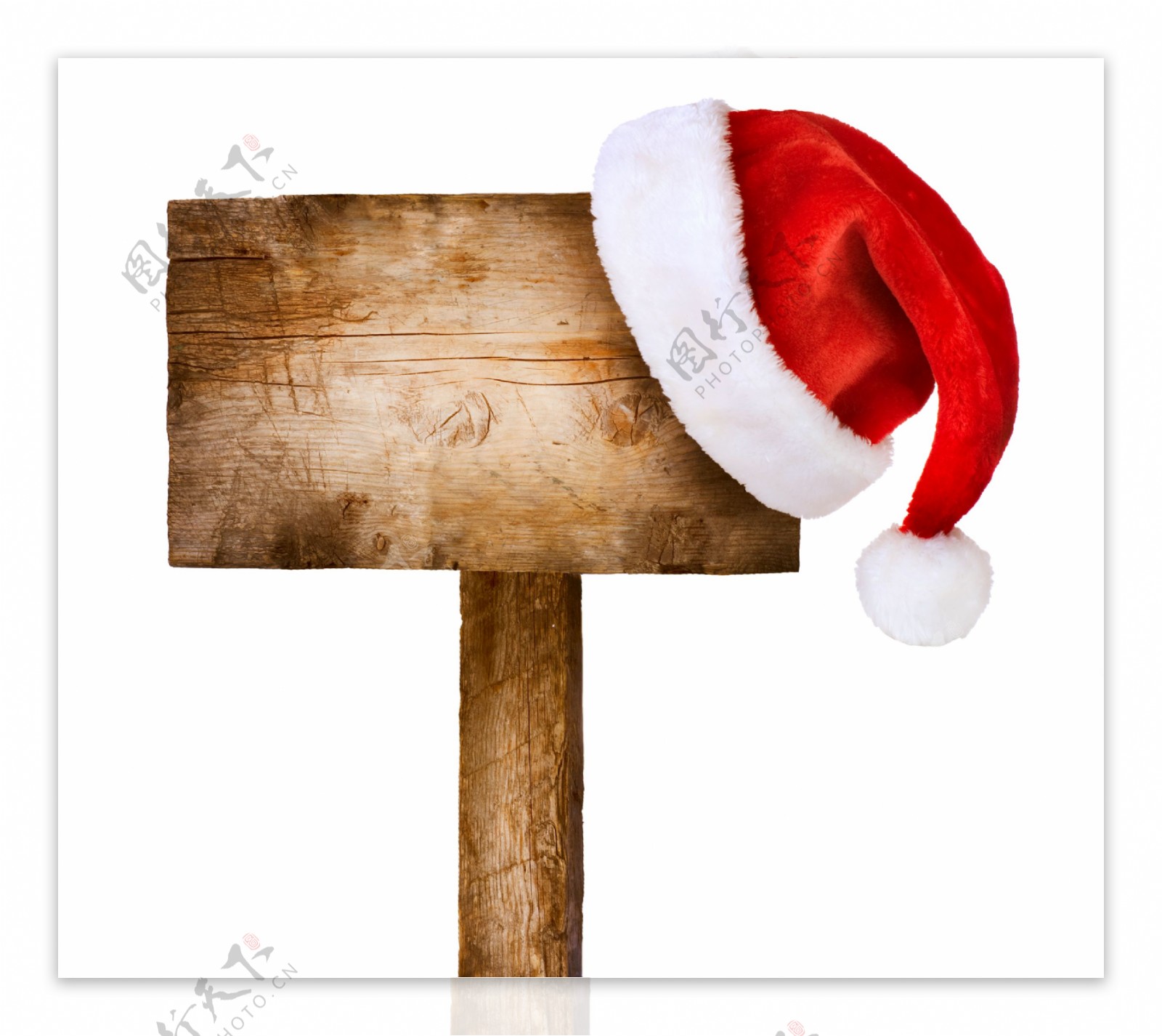 木牌上的圣诞帽图片