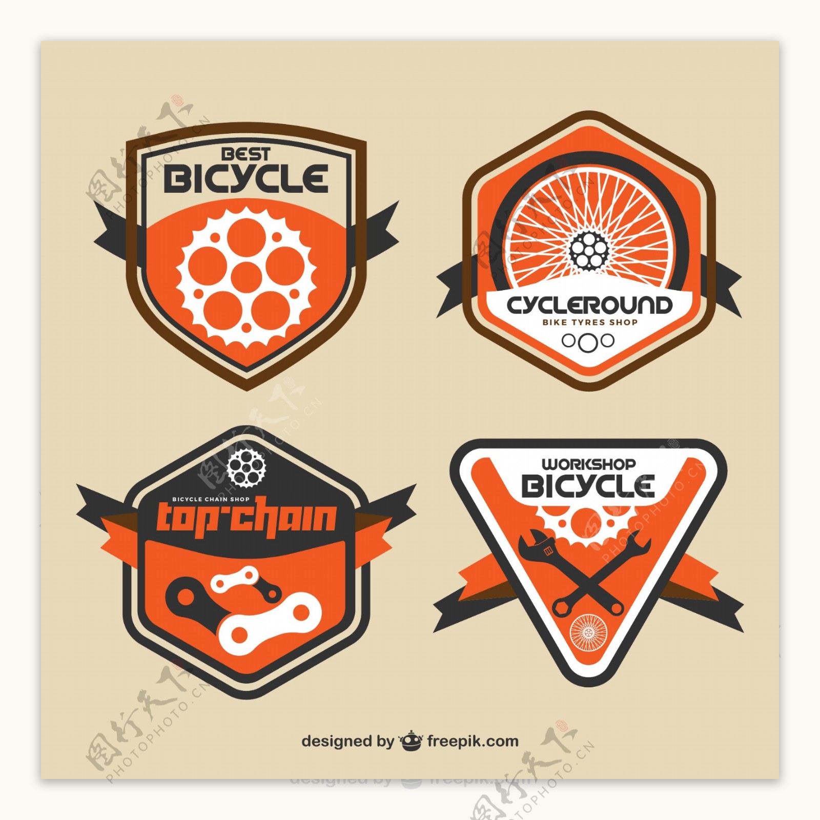 自行车元素徽章