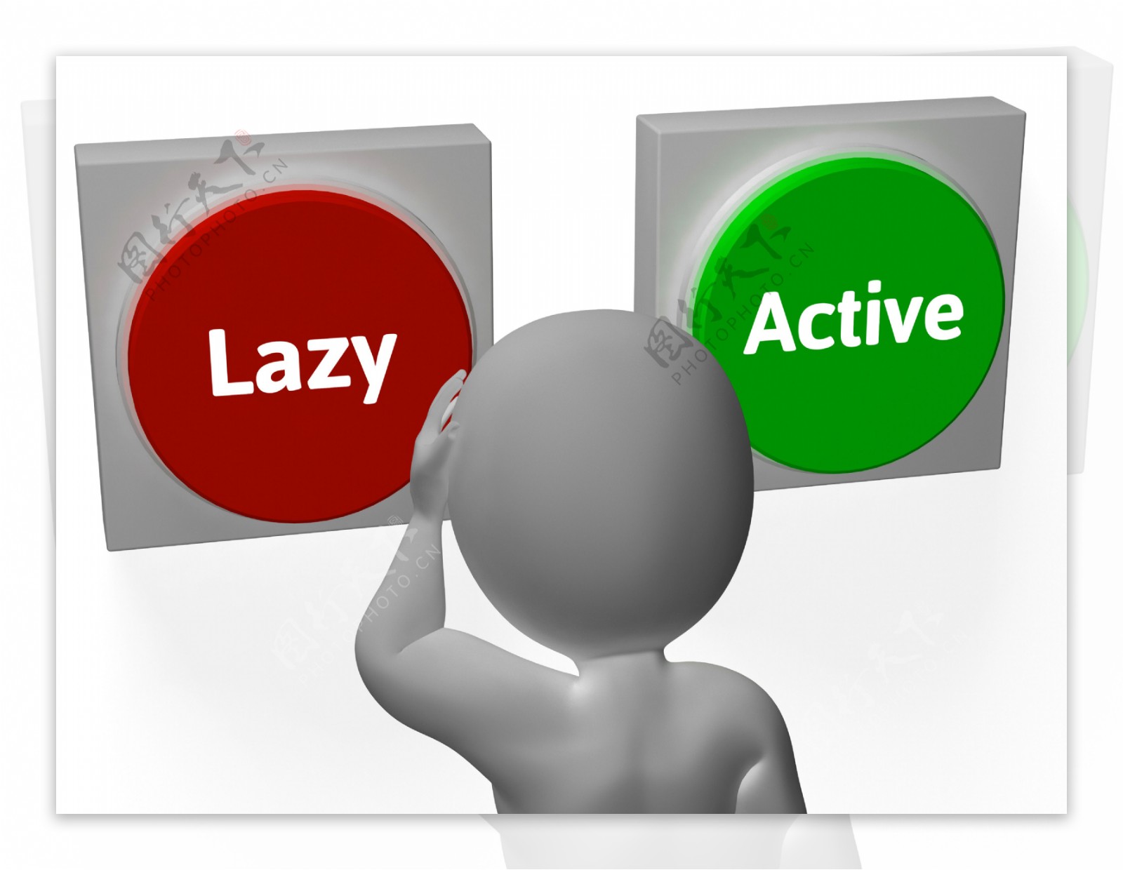 懒惰的活动按钮显示昏睡或努力