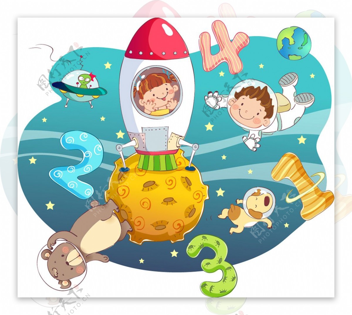 韩风卡通儿童矢量素材太空飞船