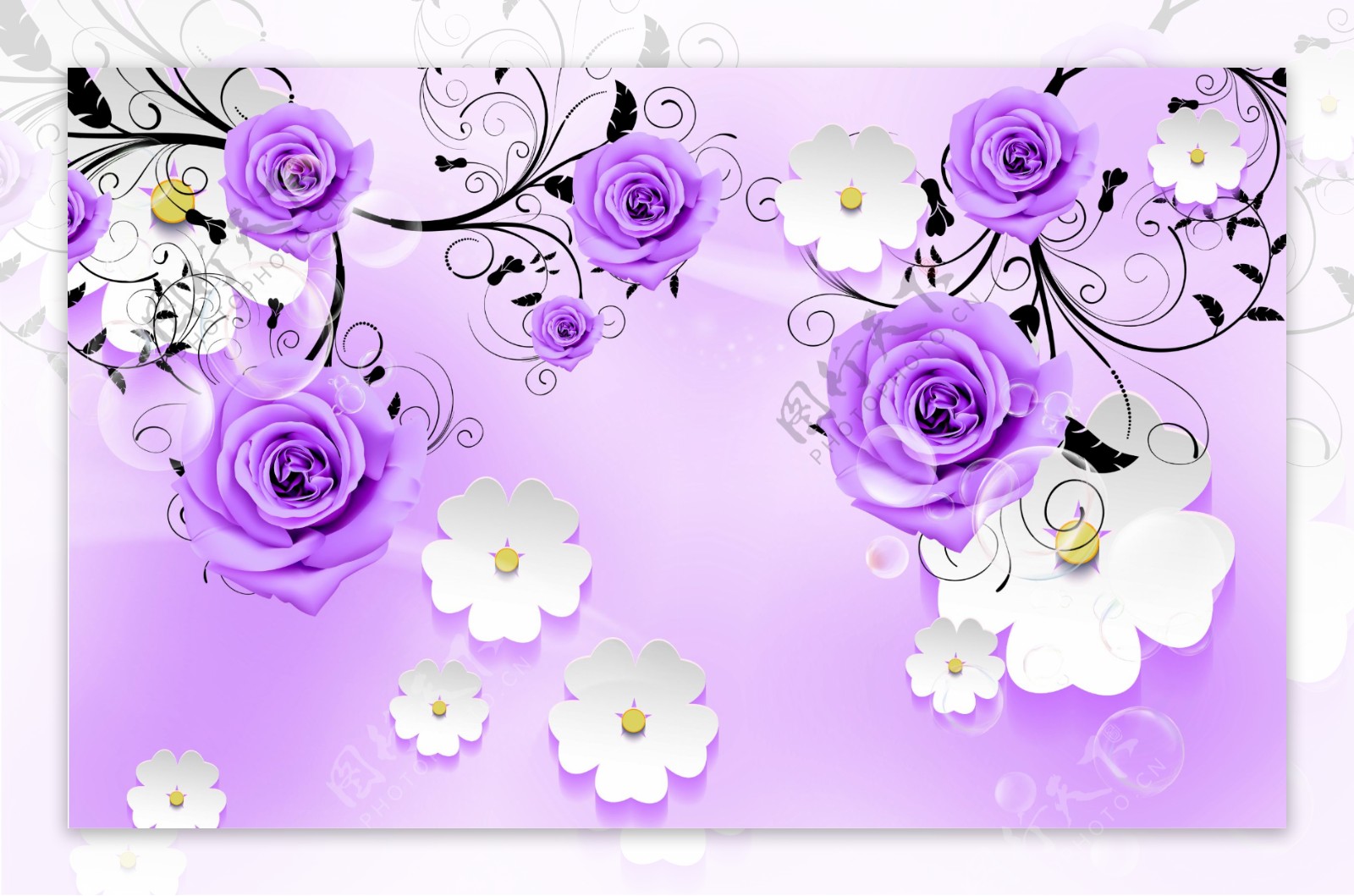 紫色花卉花纹背景墙