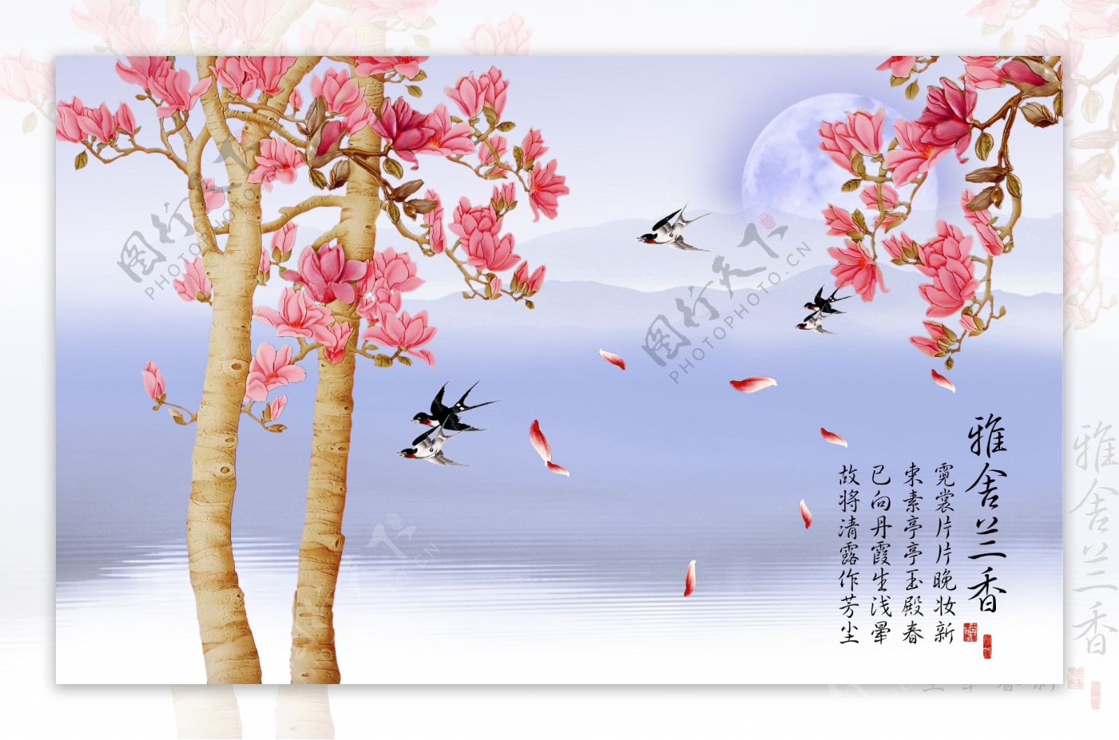 树木花卉装饰背景墙