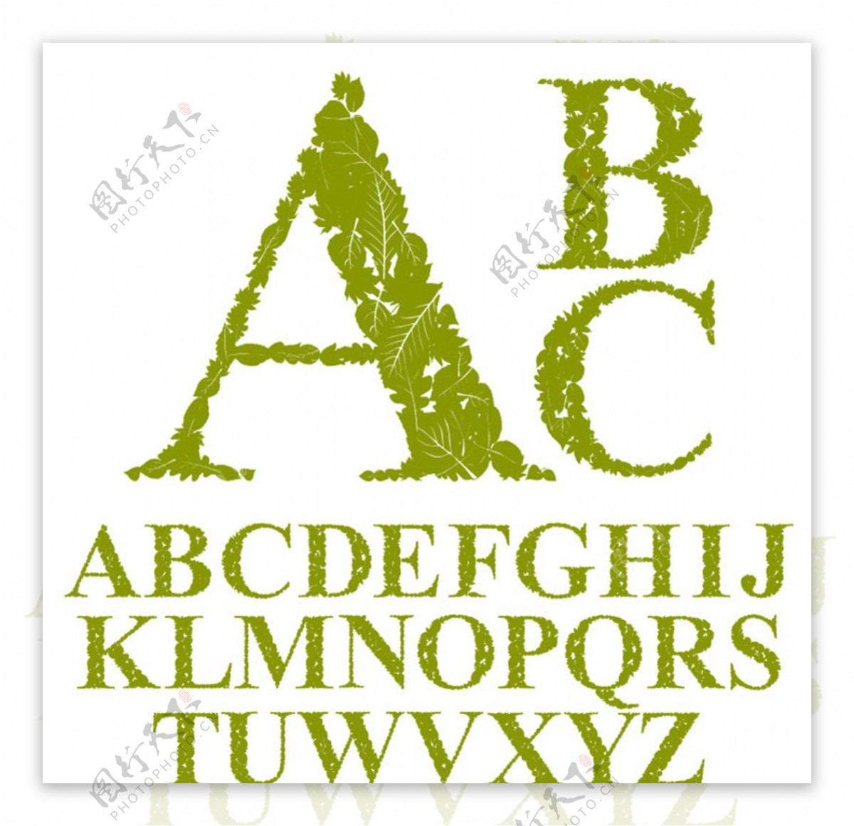 绿色树叶字母设计矢量素材