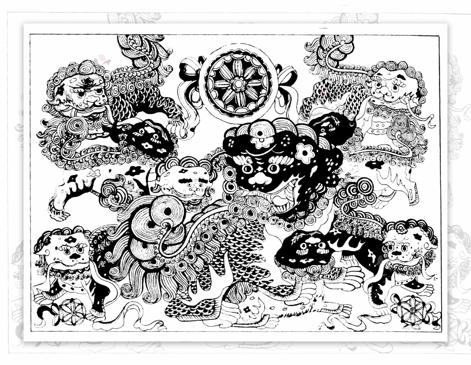 动物组合纹样传统图案0101